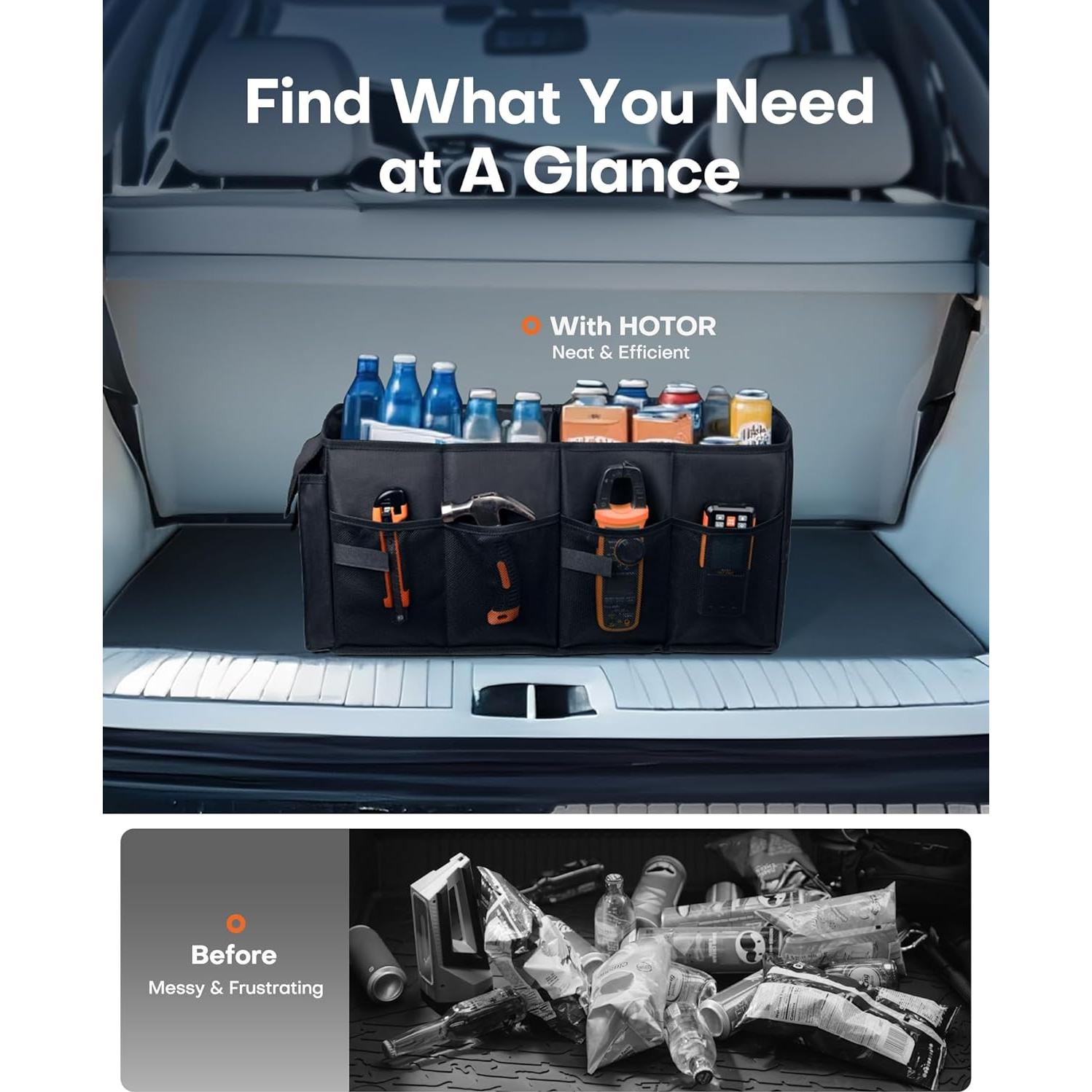 Organizador de Maletero HOTOR Plegable Negro 54x32x27cm
