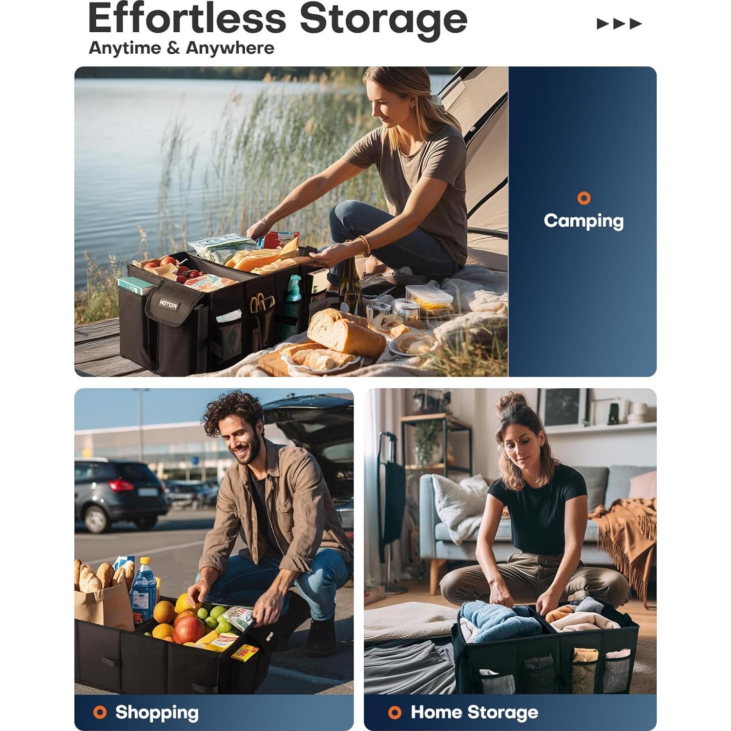 Organizador de Maletero HOTOR Plegable Negro 54x32x27cm