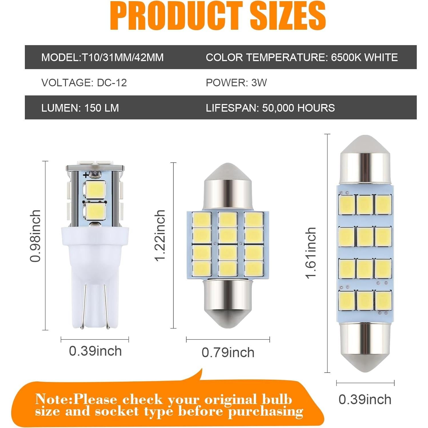 Juego de 24 Bombillas LED iFunyLED para Automóvil - Blanco