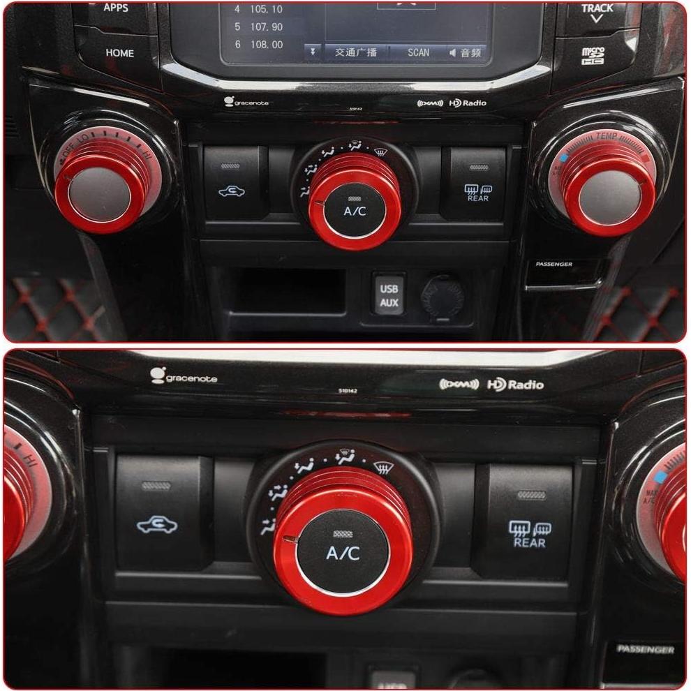 Cubierta de perilla de aire acondicionado JeCar Toyota 4Runner 2010-2019 Rojo 3 Pcs