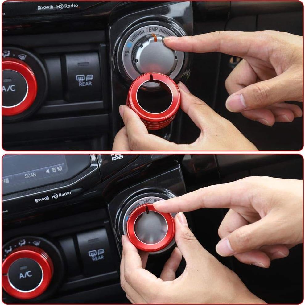 Cubierta de perilla de aire acondicionado JeCar Toyota 4Runner 2010-2019 Rojo 3 Pcs