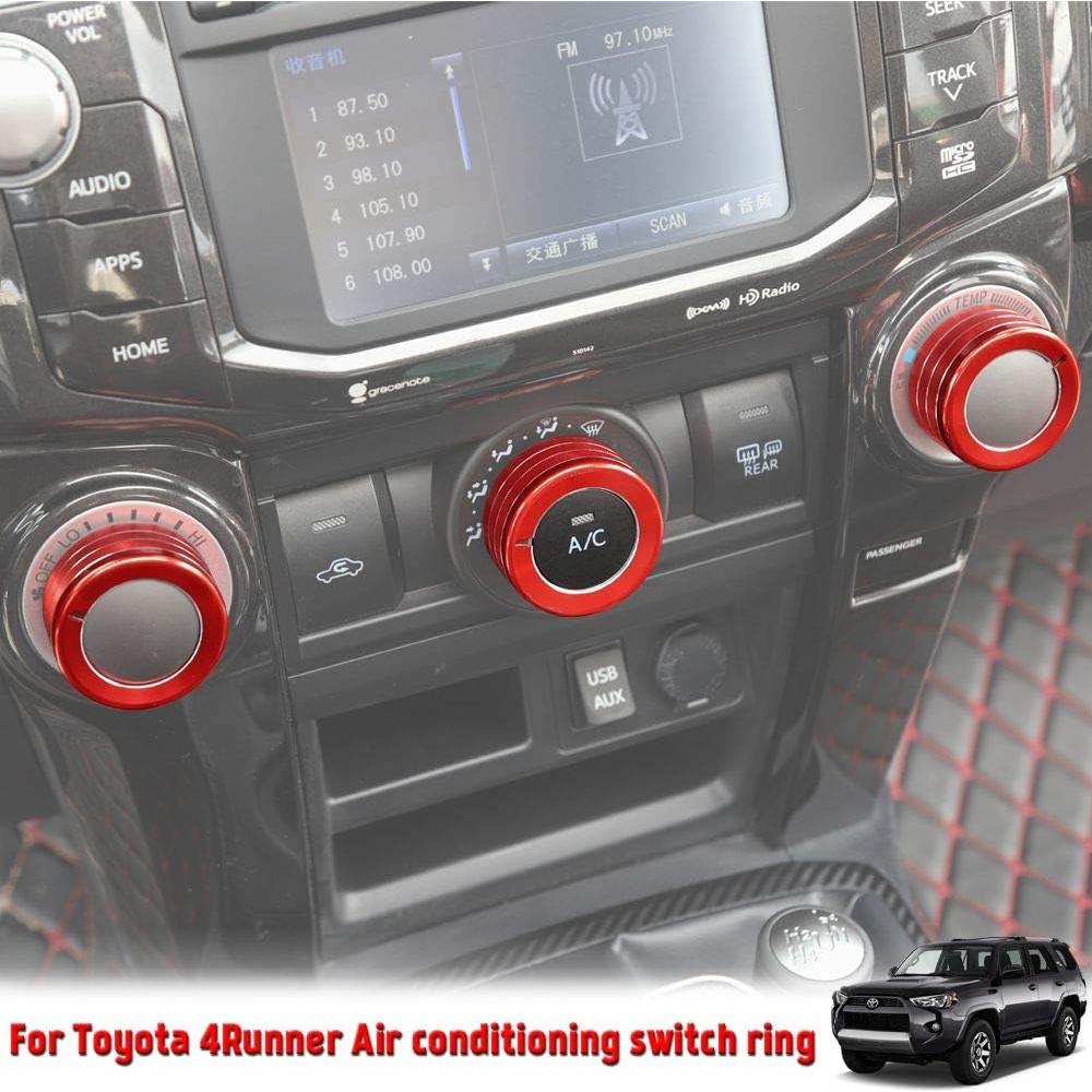 Cubierta de perilla de aire acondicionado JeCar Toyota 4Runner 2010-2019 Rojo 3 Pcs