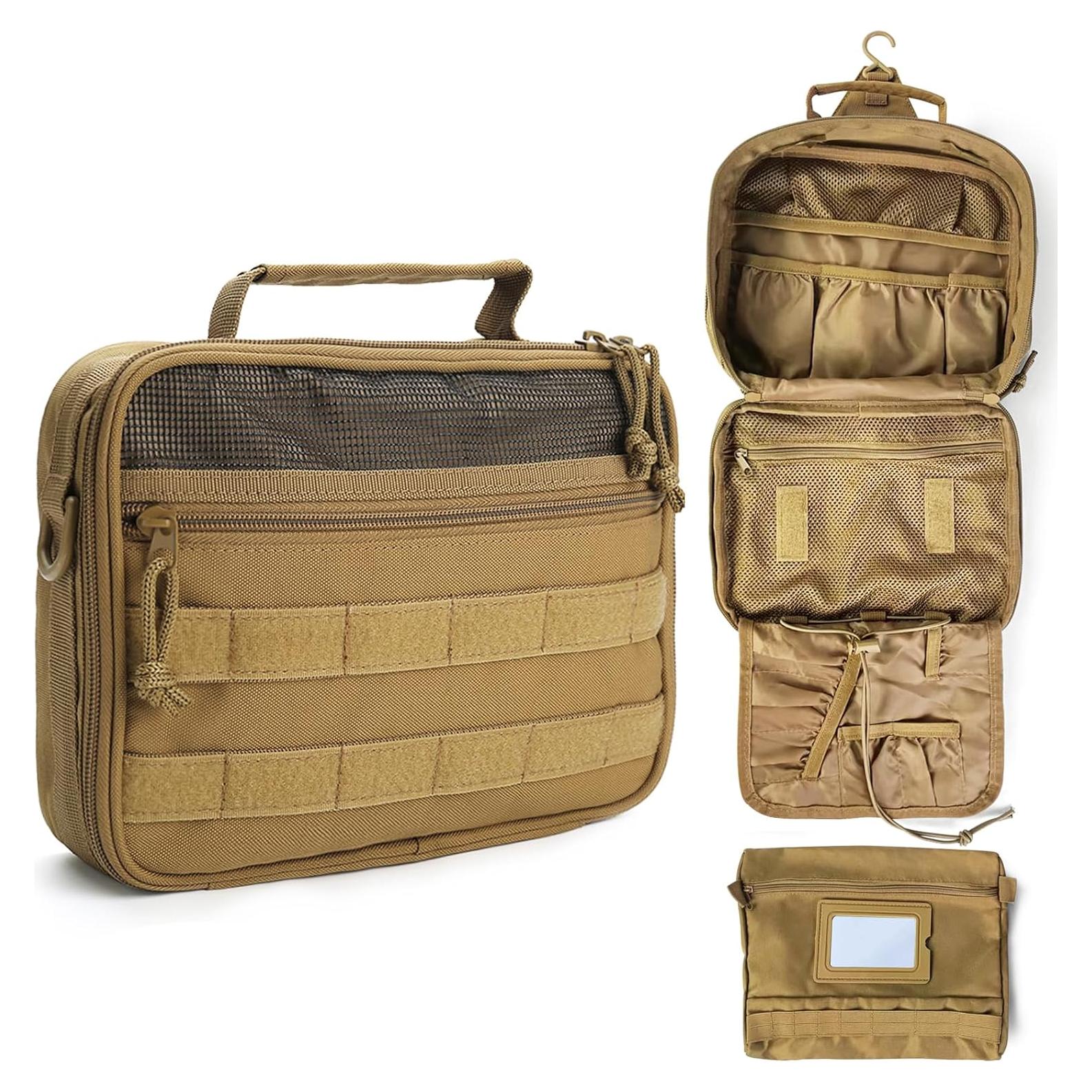 Bolsa de Aseo Táctica SMONT para Hombres, Marrón