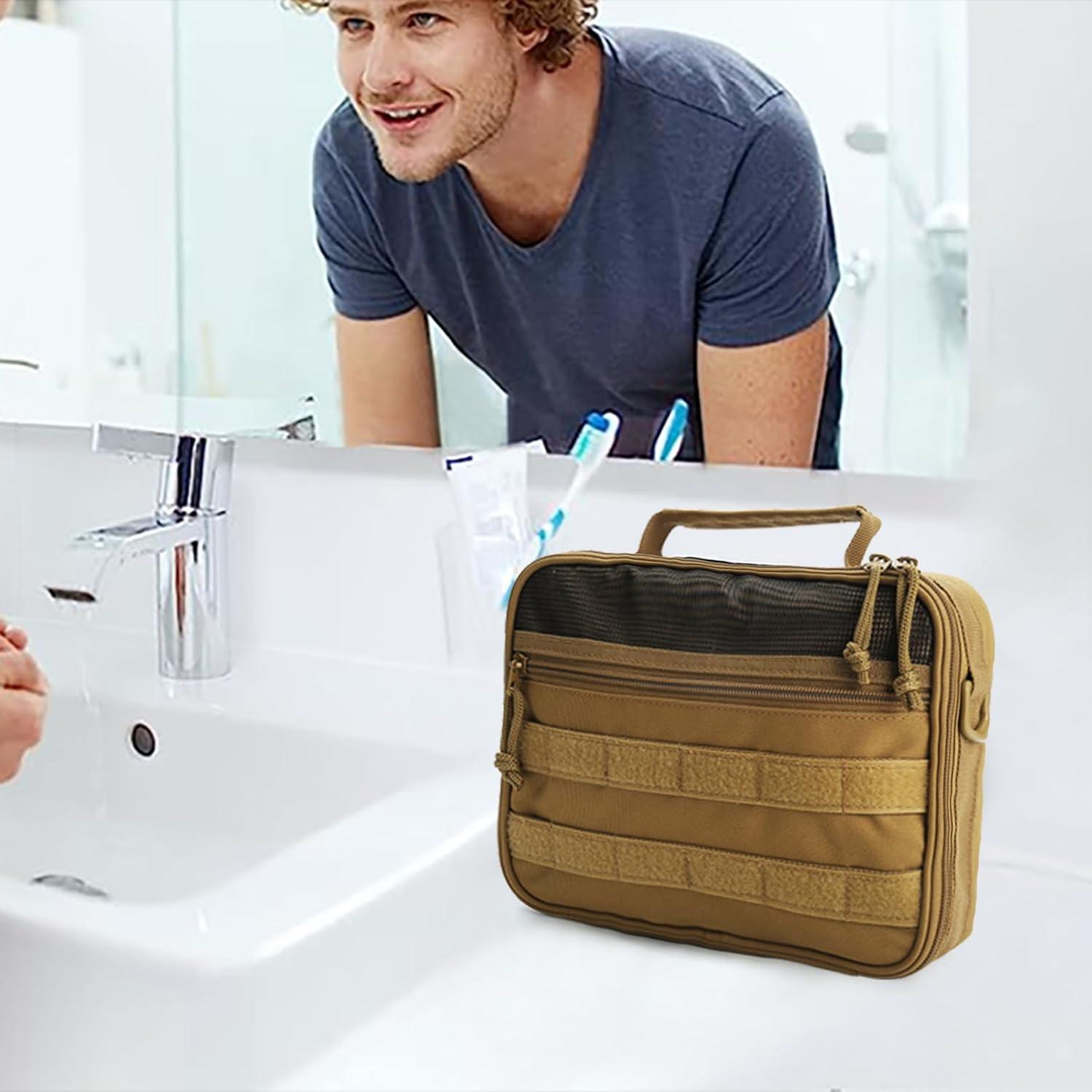 Bolsa de Aseo Táctica SMONT para Hombres, Marrón