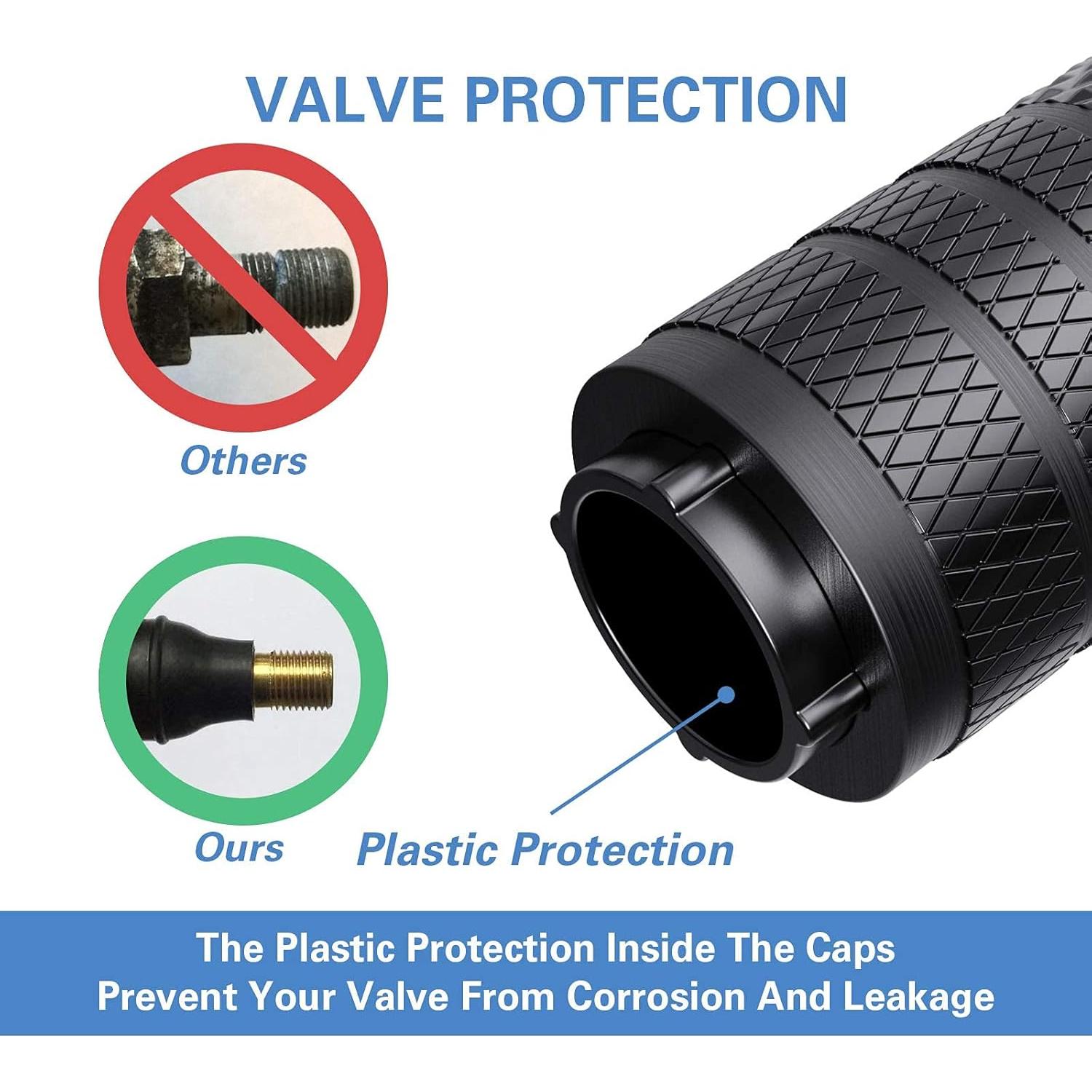 Tapones de Válvula CKAuto Aluminio Anodizado 4 Pcs Negro