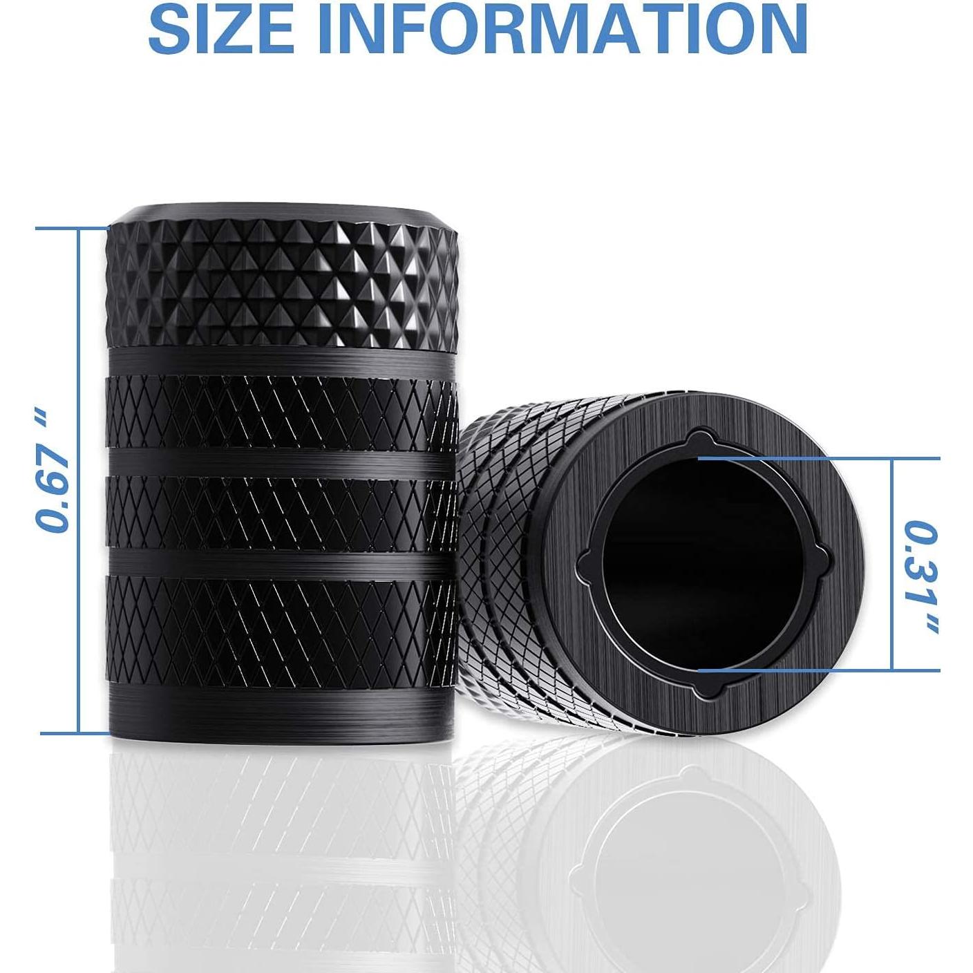 Tapones de Válvula CKAuto Aluminio Anodizado 4 Pcs Negro