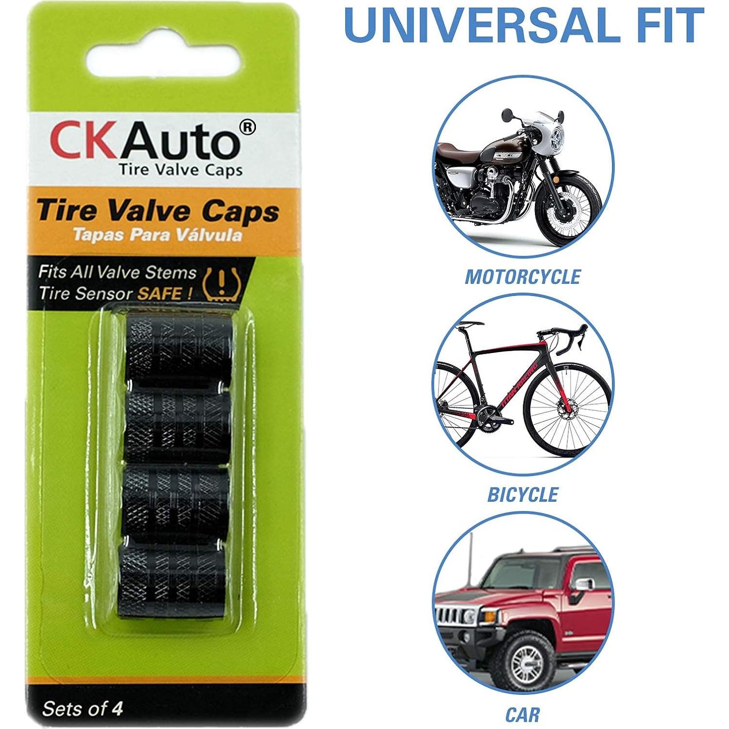 Tapones de Válvula CKAuto Aluminio Anodizado 4 Pcs Negro