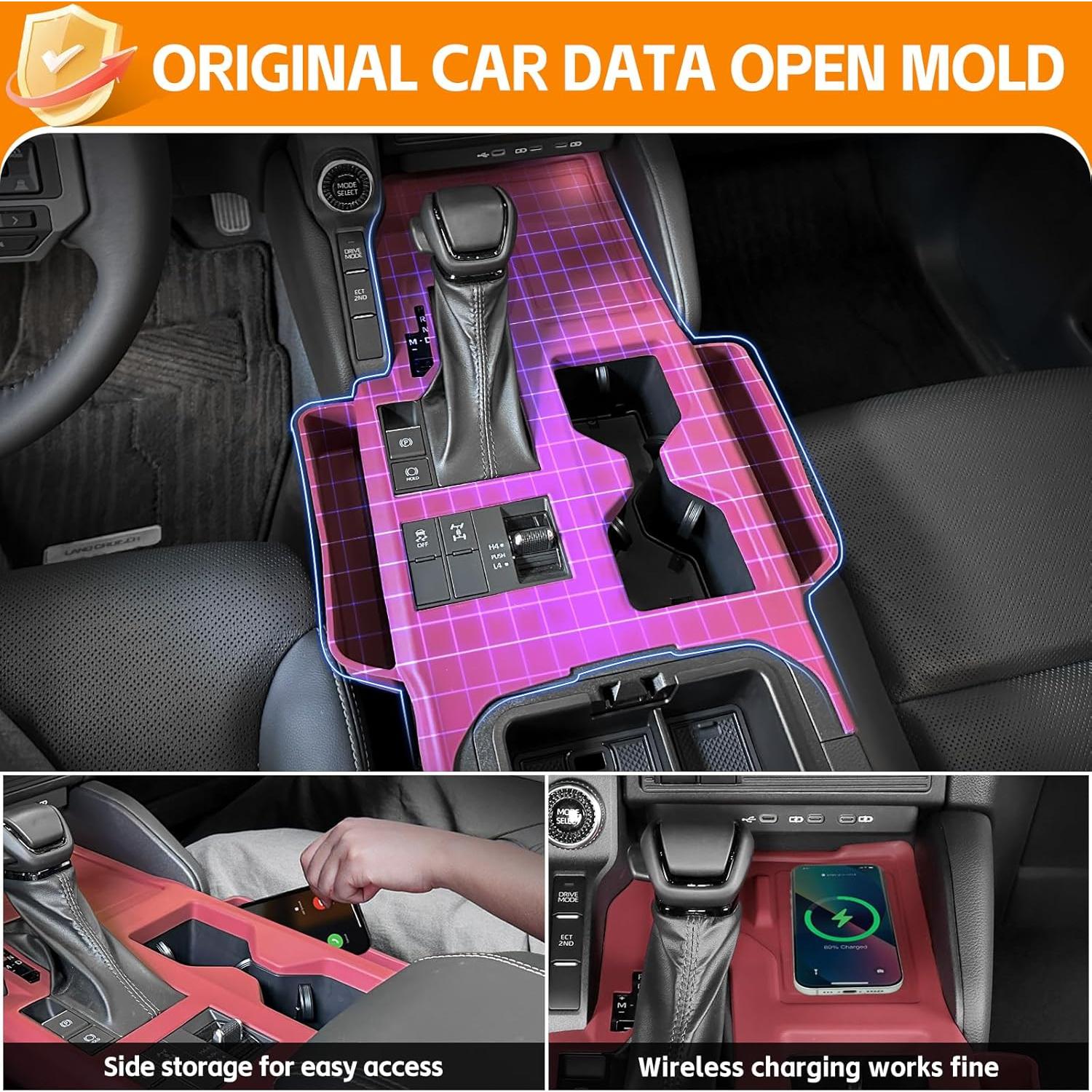 Organizador de Consola Central Toyota Land Cruiser 2024 Rojo