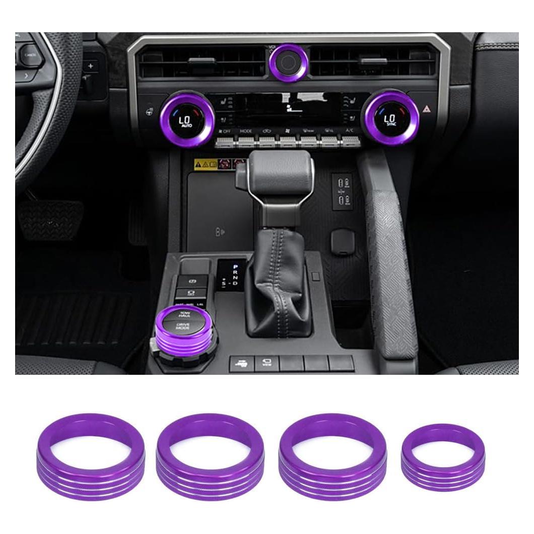 Cubierta de Botón de Aire Acondicionado KUJOOY para Toyota Tacoma 2024-2026 y 4Runner 2025-2026 - Aluminio Púrpura