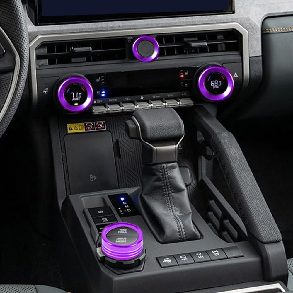 Cubierta de Botón de Aire Acondicionado KUJOOY para Toyota Tacoma 2024-2026 y 4Runner 2025-2026 - Aluminio Púrpura