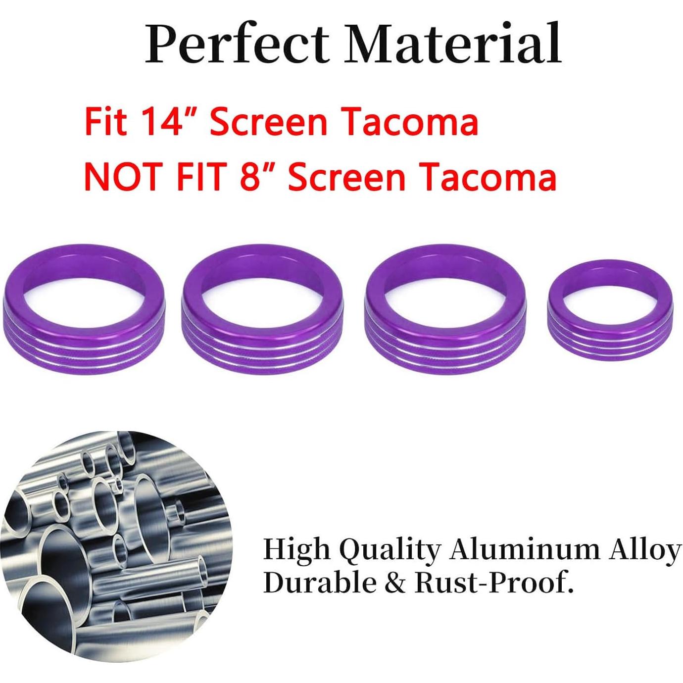 Cubierta de Botón de Aire Acondicionado KUJOOY para Toyota Tacoma 2024-2026 y 4Runner 2025-2026 - Aluminio Púrpura