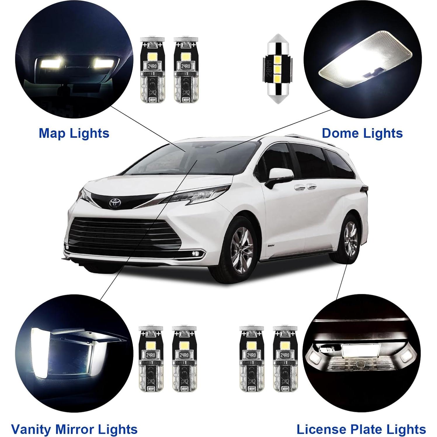 Kit 16 Bombillas LED Interiores EASY EAGLE Toyota Sienna 2011-2021