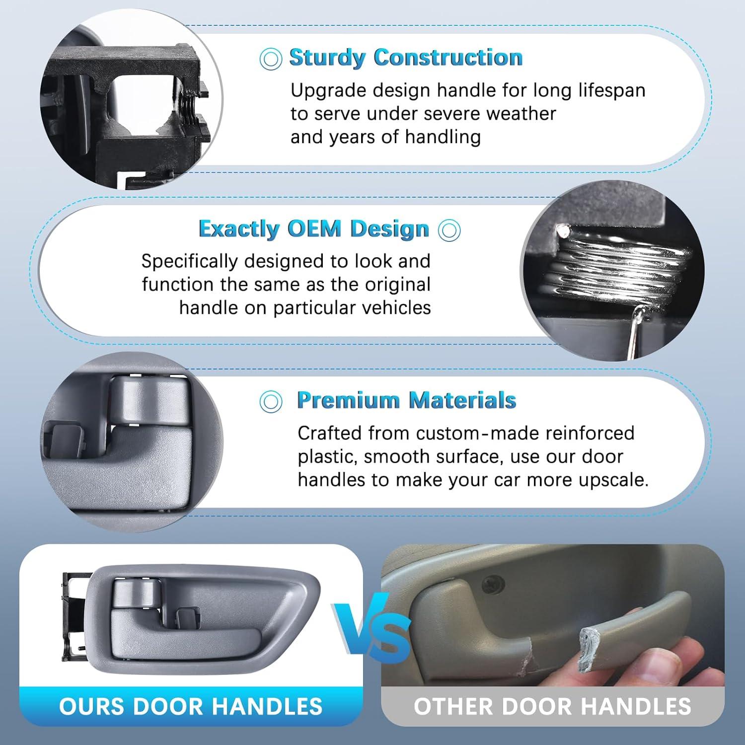 Mangos de Puerta Interior Grises BJYXSHOP para Toyota Sequoia y Tundra