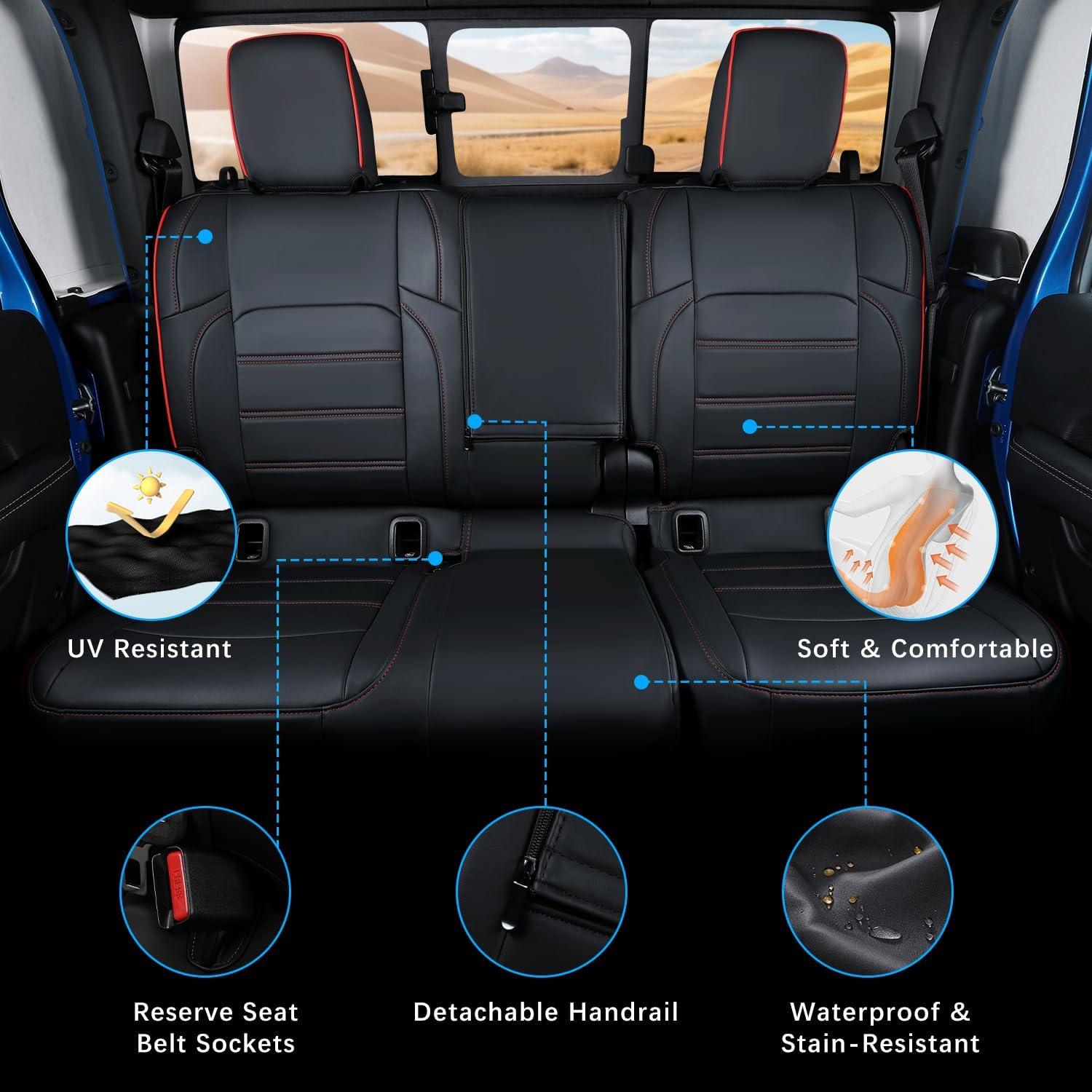 Cubiertas de Asiento GOLYWIN Jeep Gladiator 2020-2025 Negro/Rojo