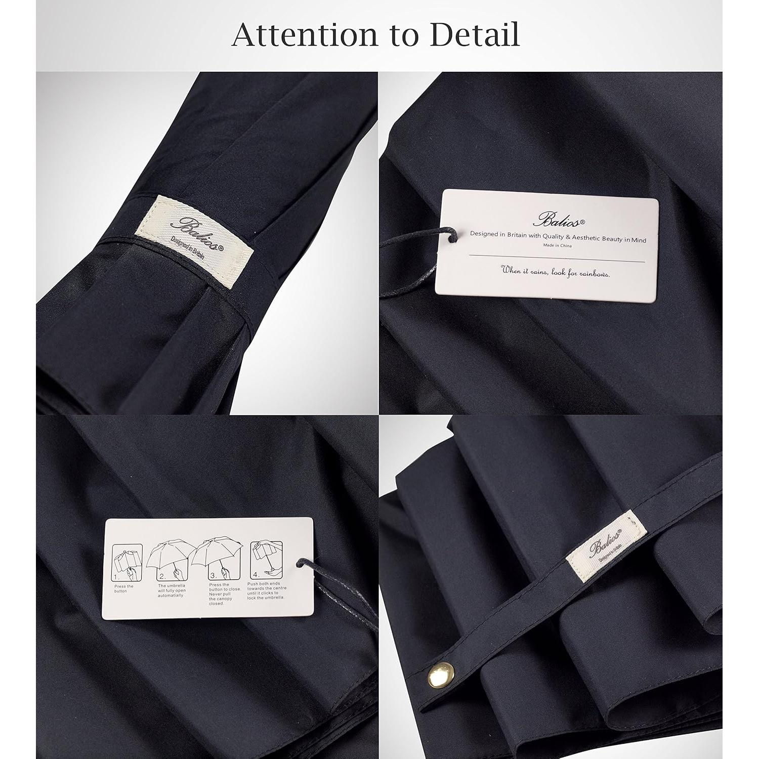 Paraguas Plegable Balios Golf Negro Mango Madera 116 cm