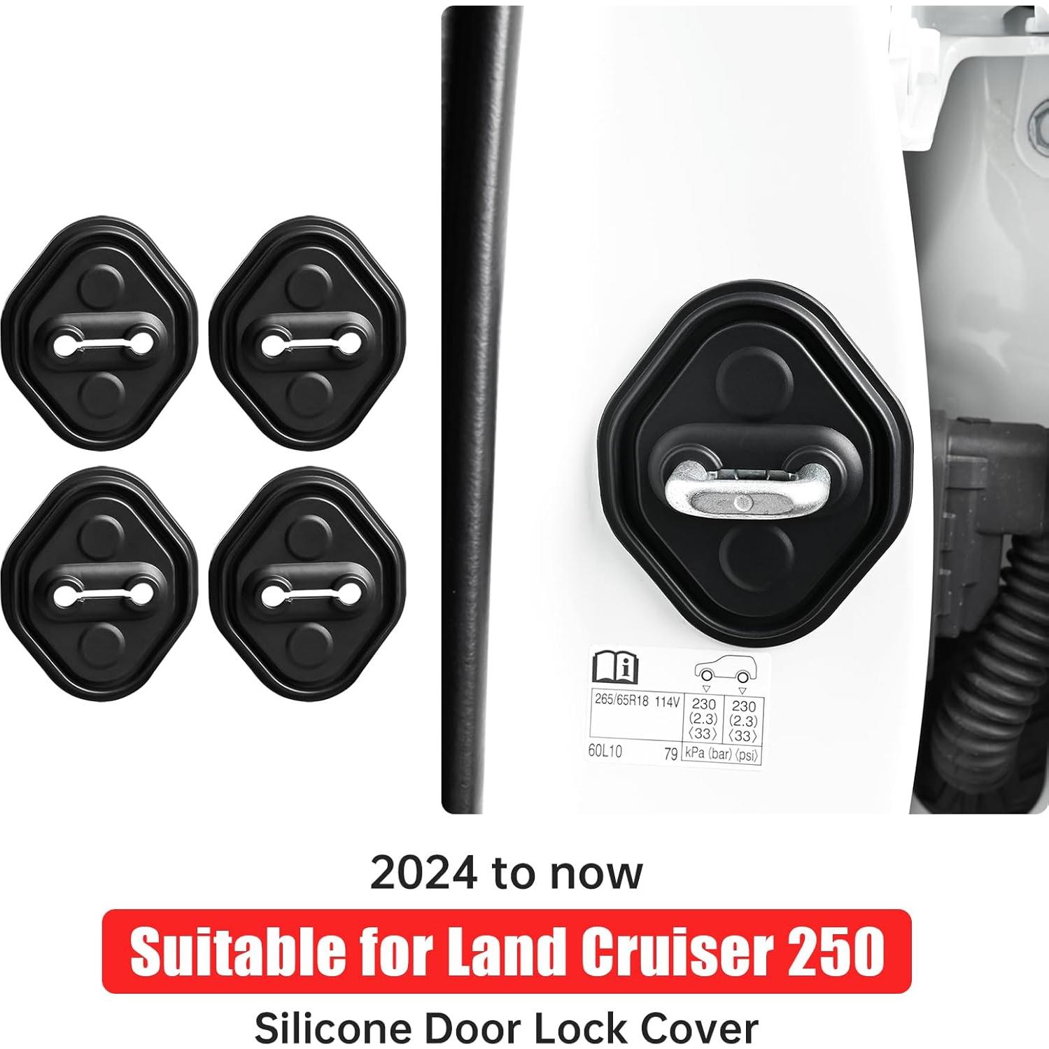 Automotive Silicone Door Lock Cover for 2024 2025 Toyota Land Cruiser 250 1958 Prado LC250 J250 Door Limiter Door Lock Protection Cover Interior Tuning Accessories Supplies