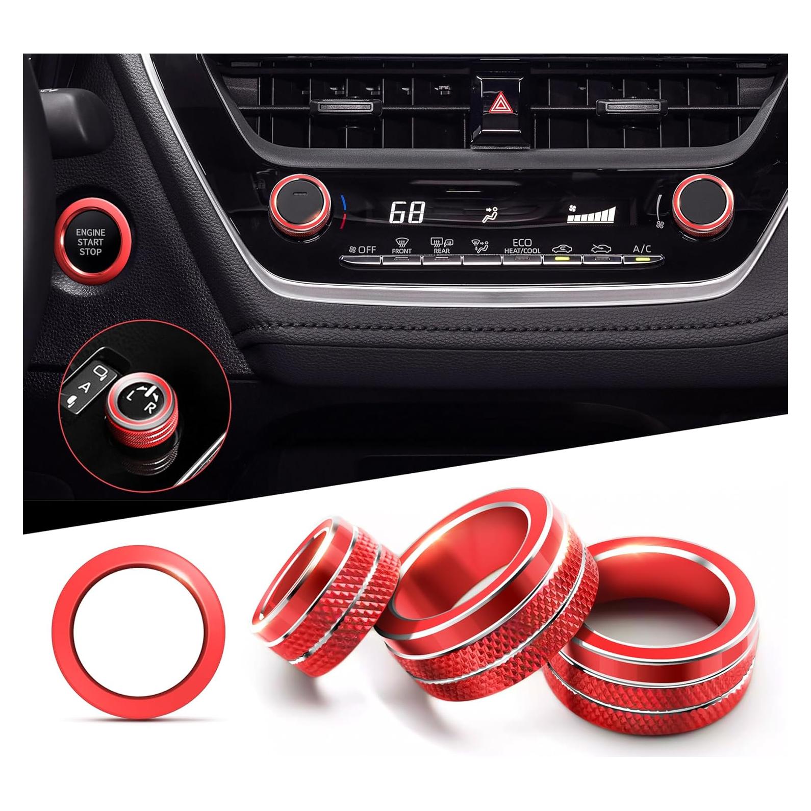 Cubierta de Perilla de Aluminio Polodunn para Toyota Corolla 2022-2025 - Rojo (4pcs)