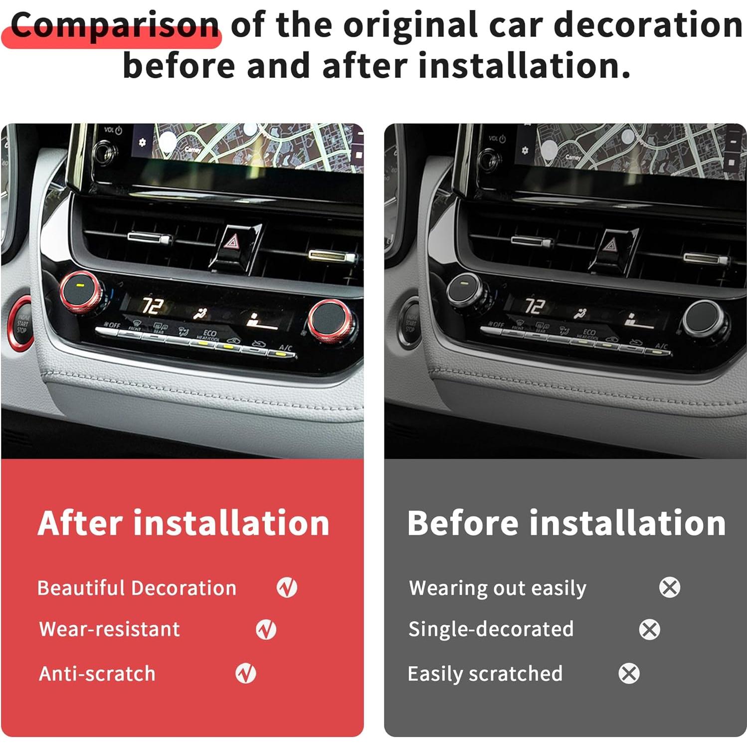 Cubierta de Perilla de Aluminio Polodunn para Toyota Corolla 2022-2025 - Rojo (4pcs)