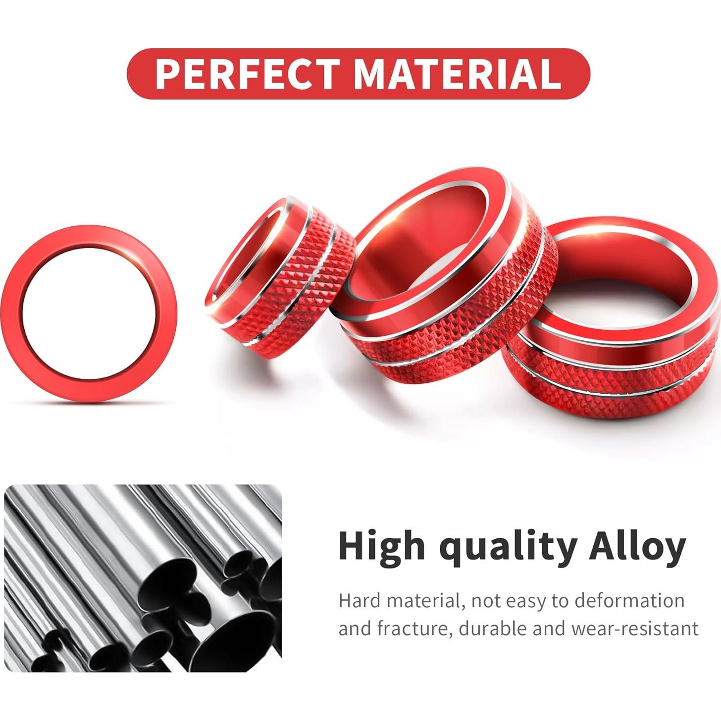 Cubierta de Perilla de Aluminio Polodunn para Toyota Corolla 2022-2025 - Rojo (4pcs)