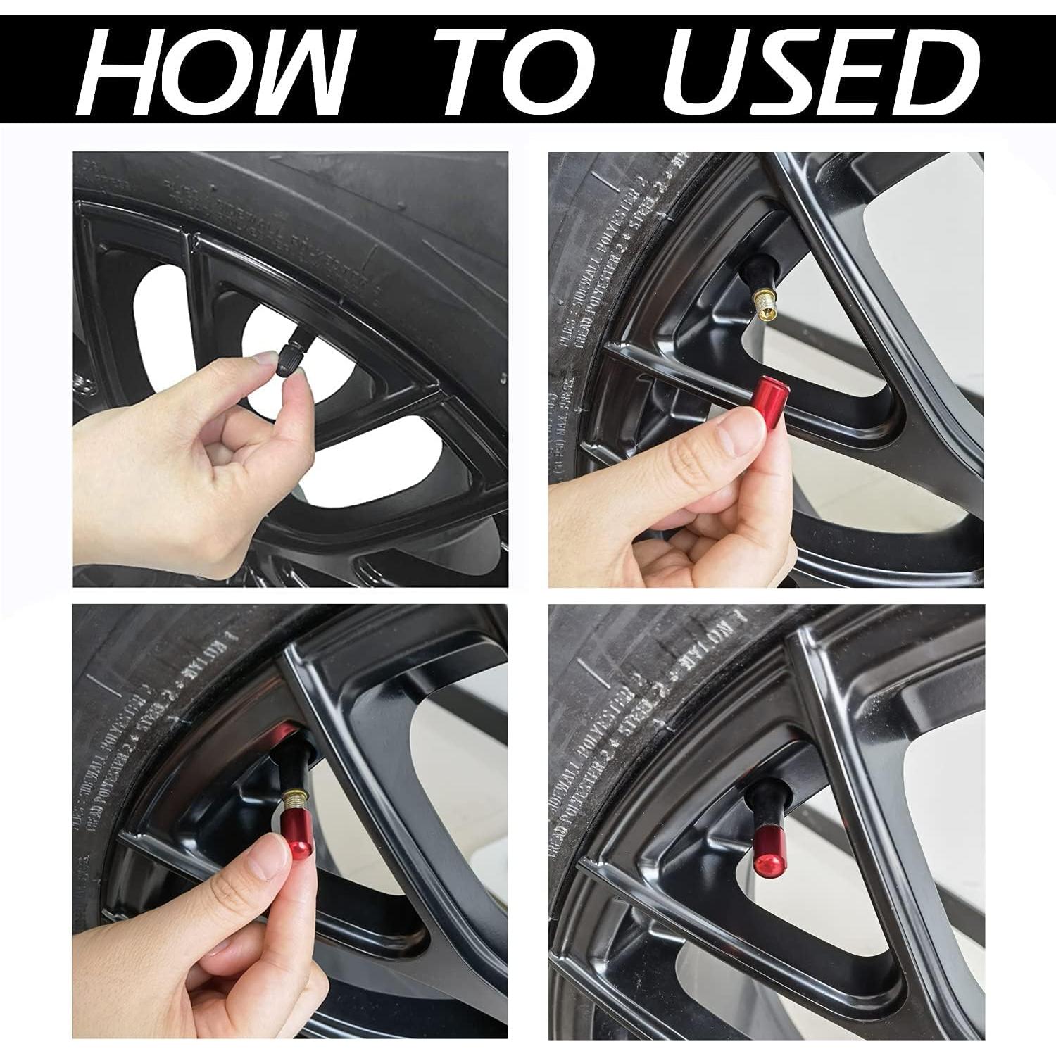 Tapones de Válvula JUSTTOP 4 Piezas Universal Rojo