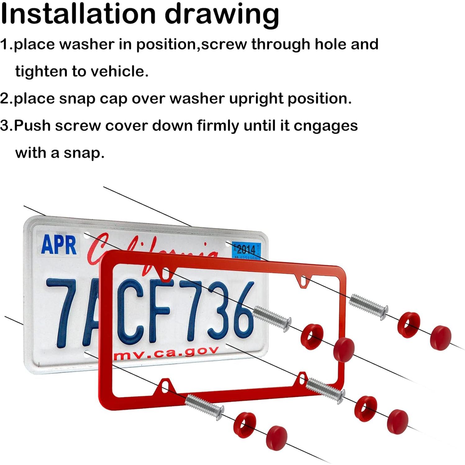 Marcos de Placas de Licencia Alpmosn 2 Pcs Acero Inoxidable Rojo