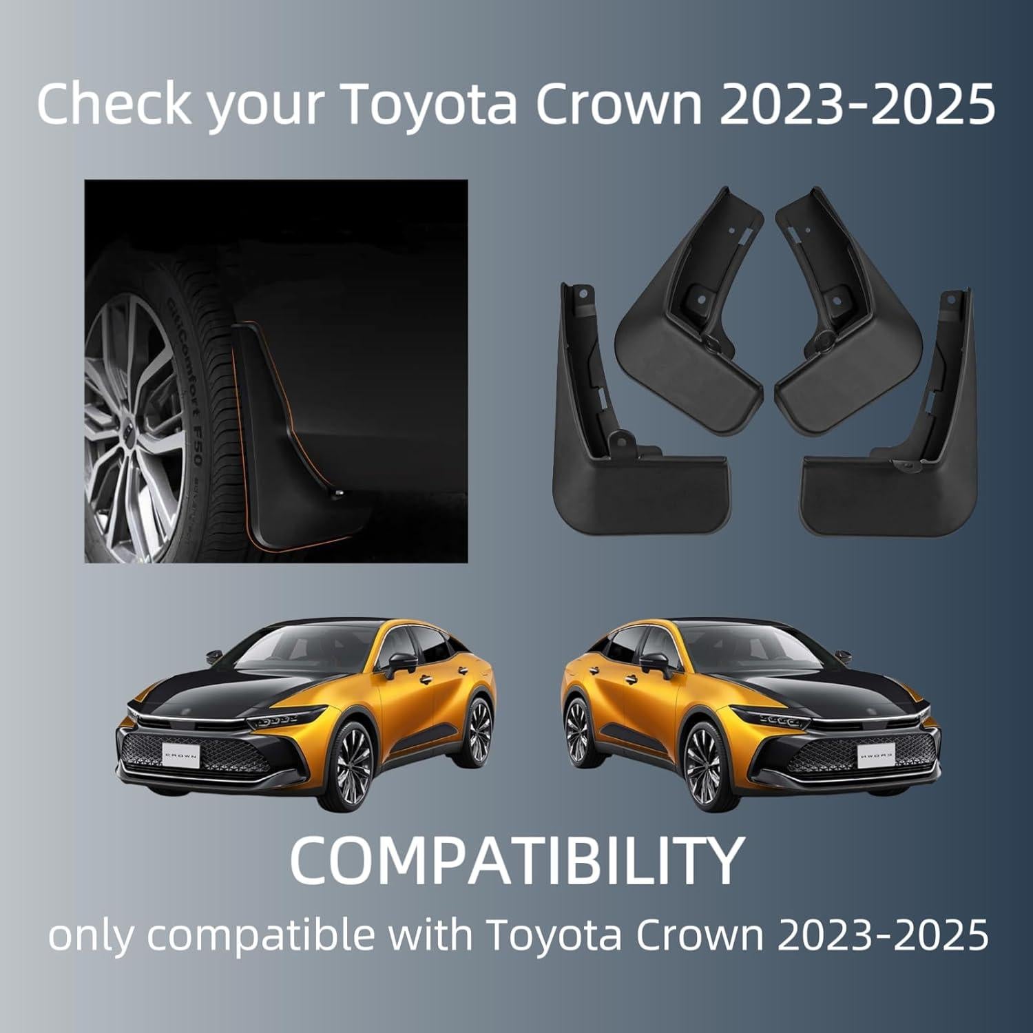 Guardabarros Kiopsom para Toyota Crown 2023-2025, PP, Fácil Instalación