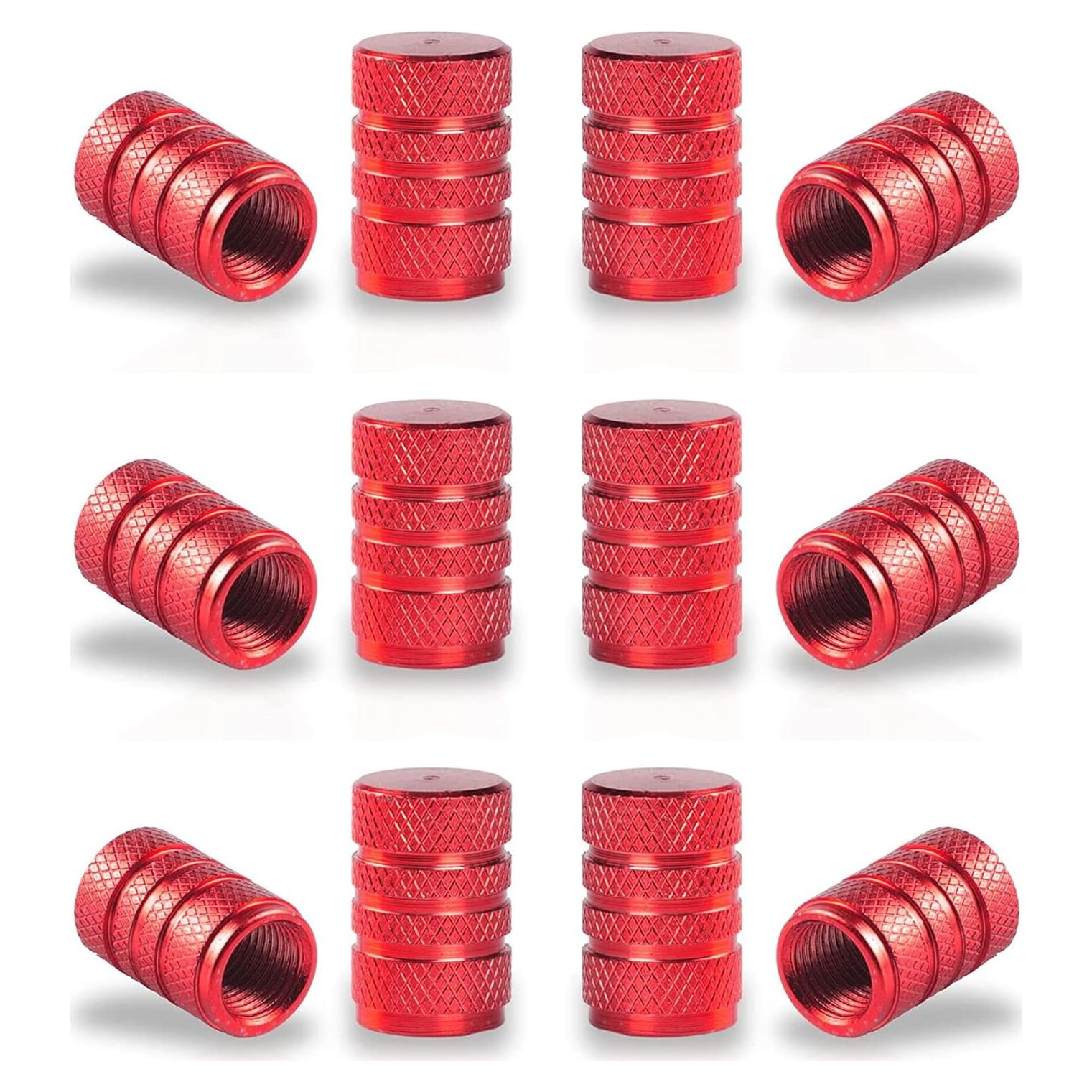 Tapas de Válvula de Neumático SINGARO 12 Piezas Aluminio Rojo