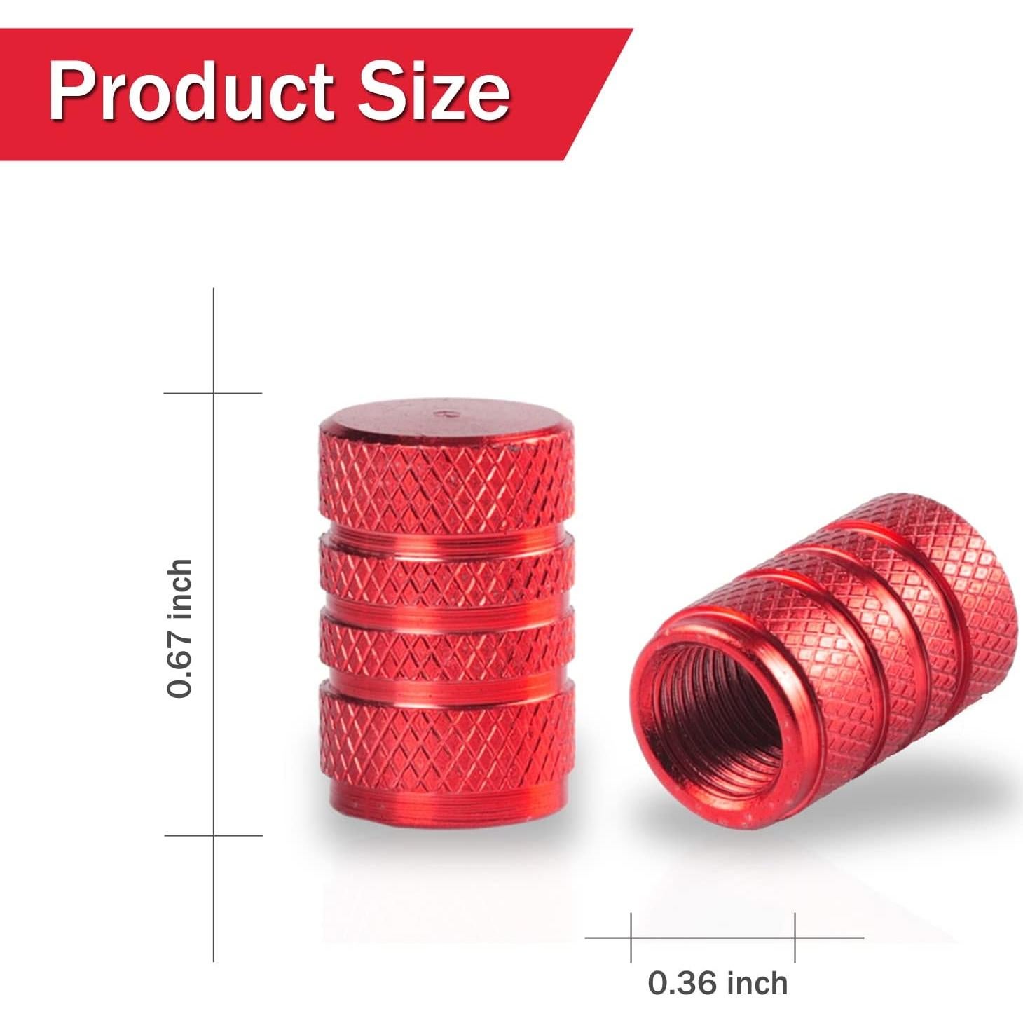 Tapas de Válvula de Neumático SINGARO 12 Piezas Aluminio Rojo