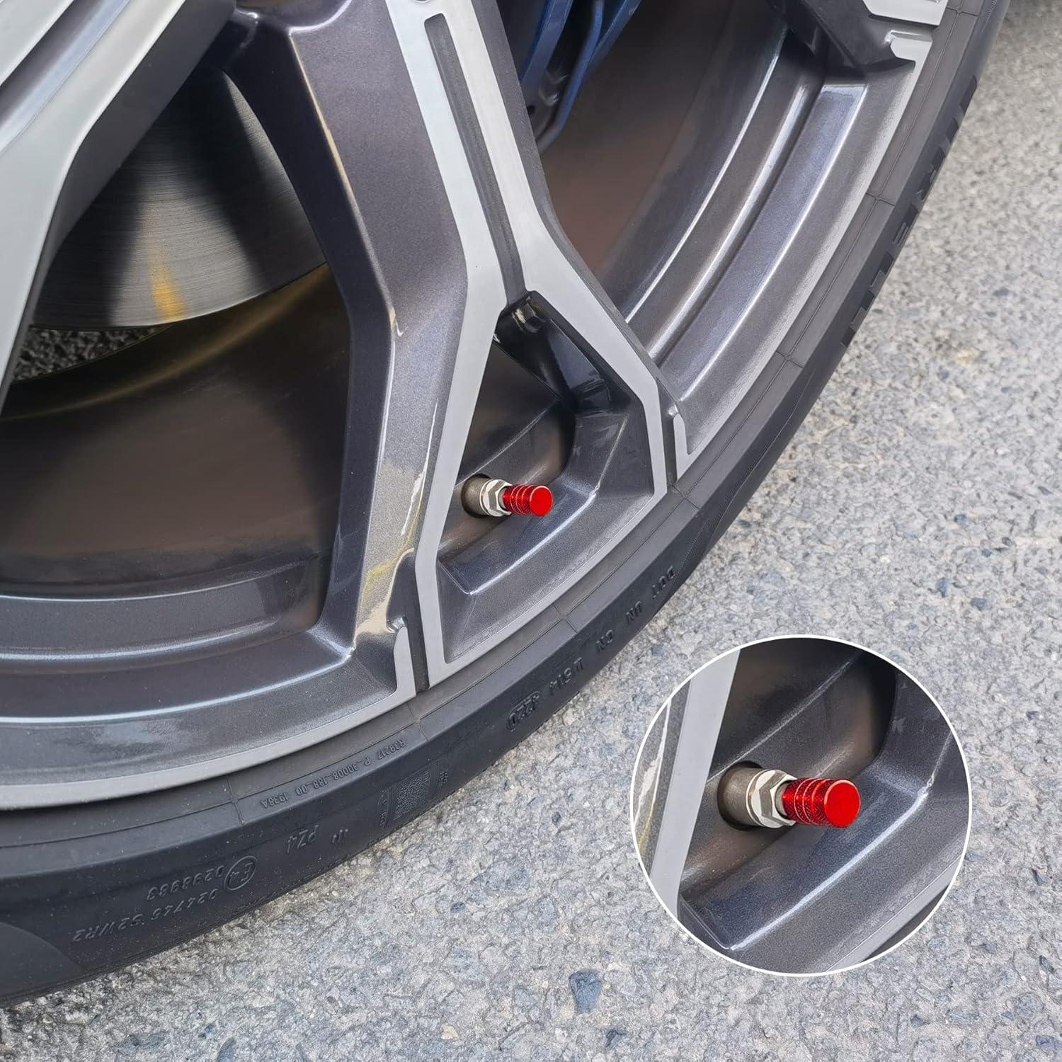 Tapas de Válvula de Neumático SINGARO 12 Piezas Aluminio Rojo