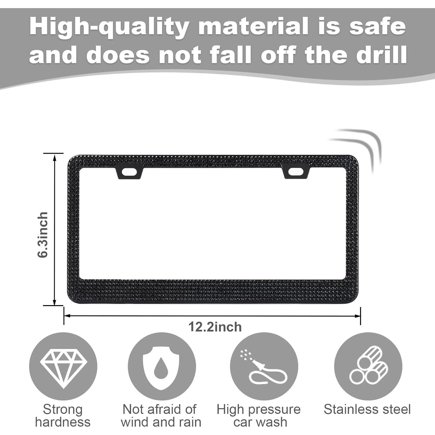 Marcos de Placa de Licencia Brillantes QUANQIUFEI Negro