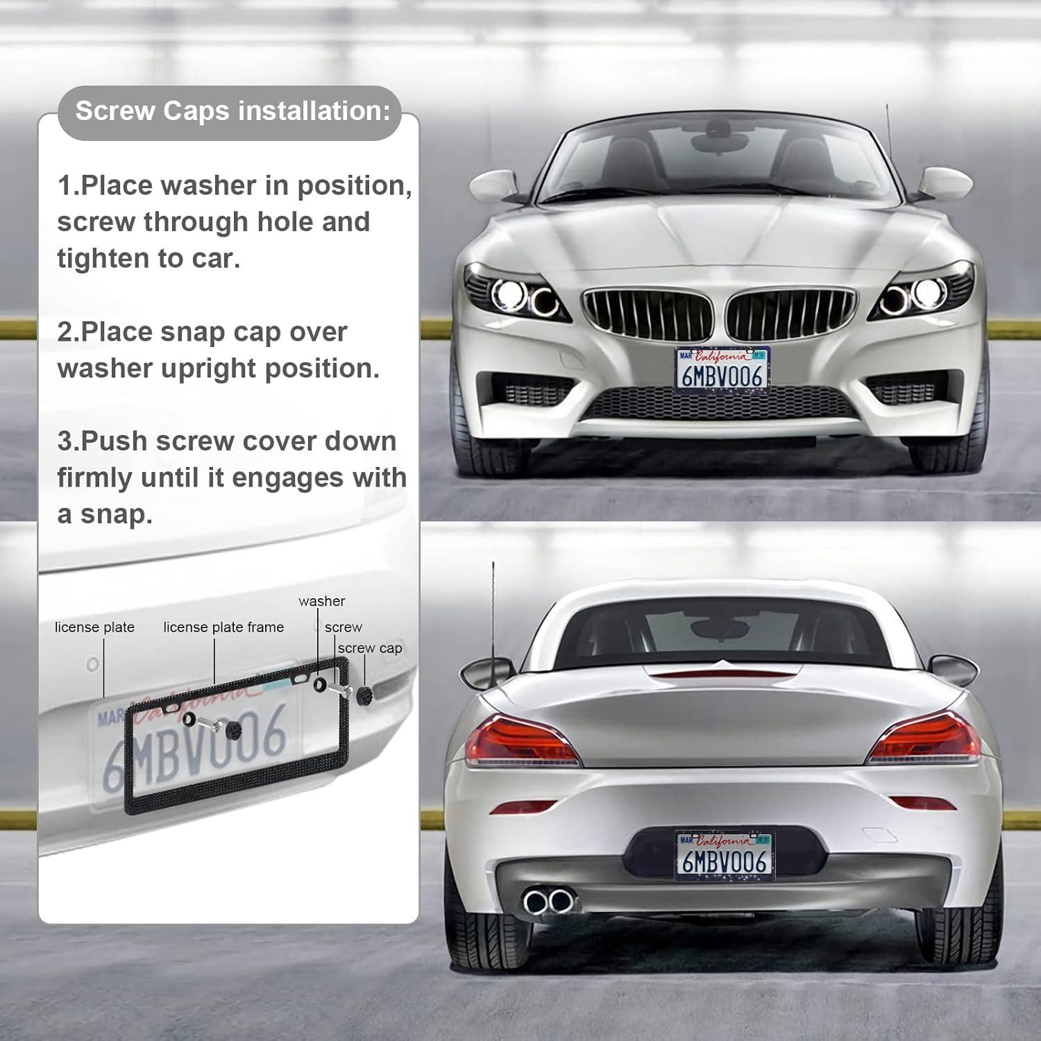 Marcos de Placa de Licencia Brillantes QUANQIUFEI Negro