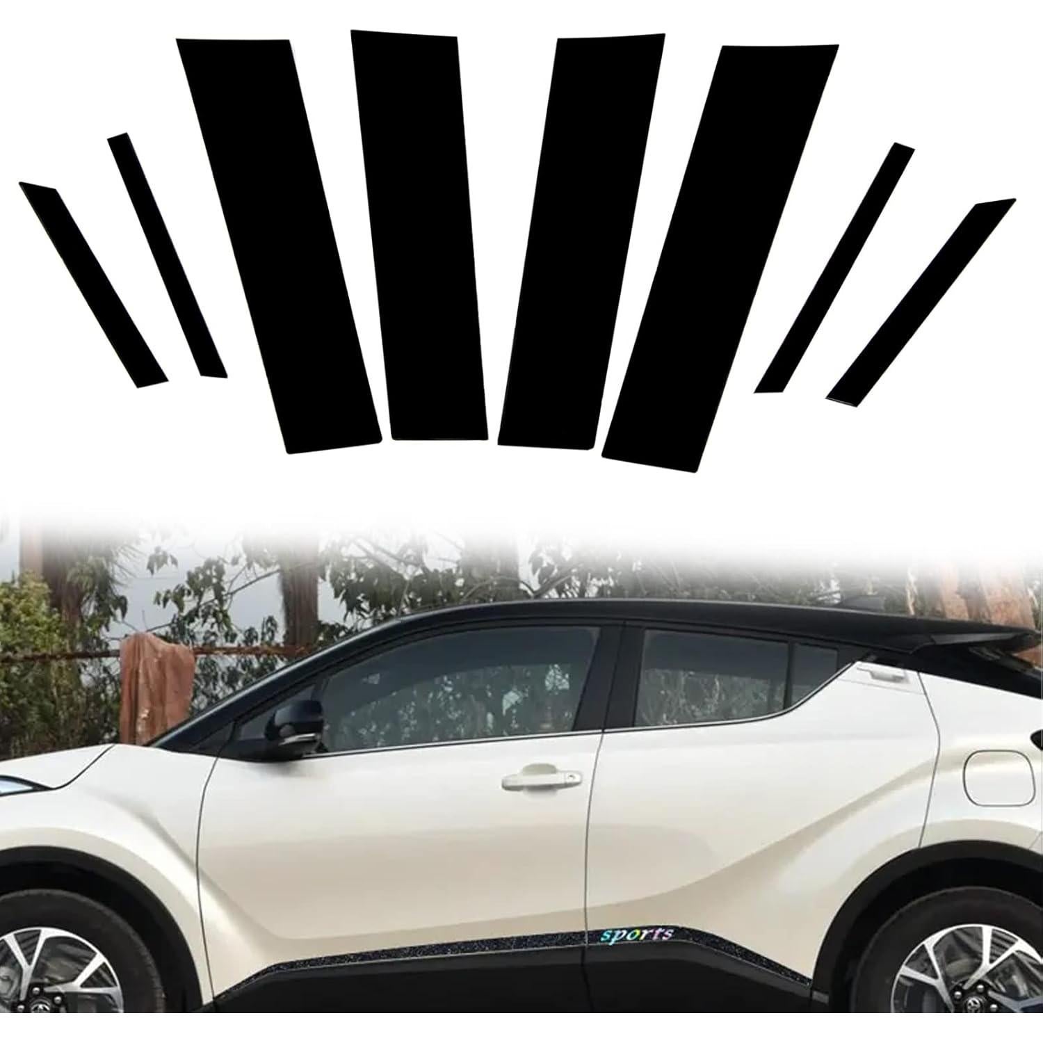 8PCS Cubierta de B-Pilares Ventana Toyota CHR 2018-2021