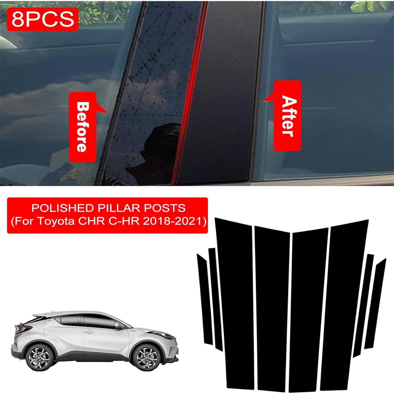 8PCS Cubierta de B-Pilares Ventana Toyota CHR 2018-2021