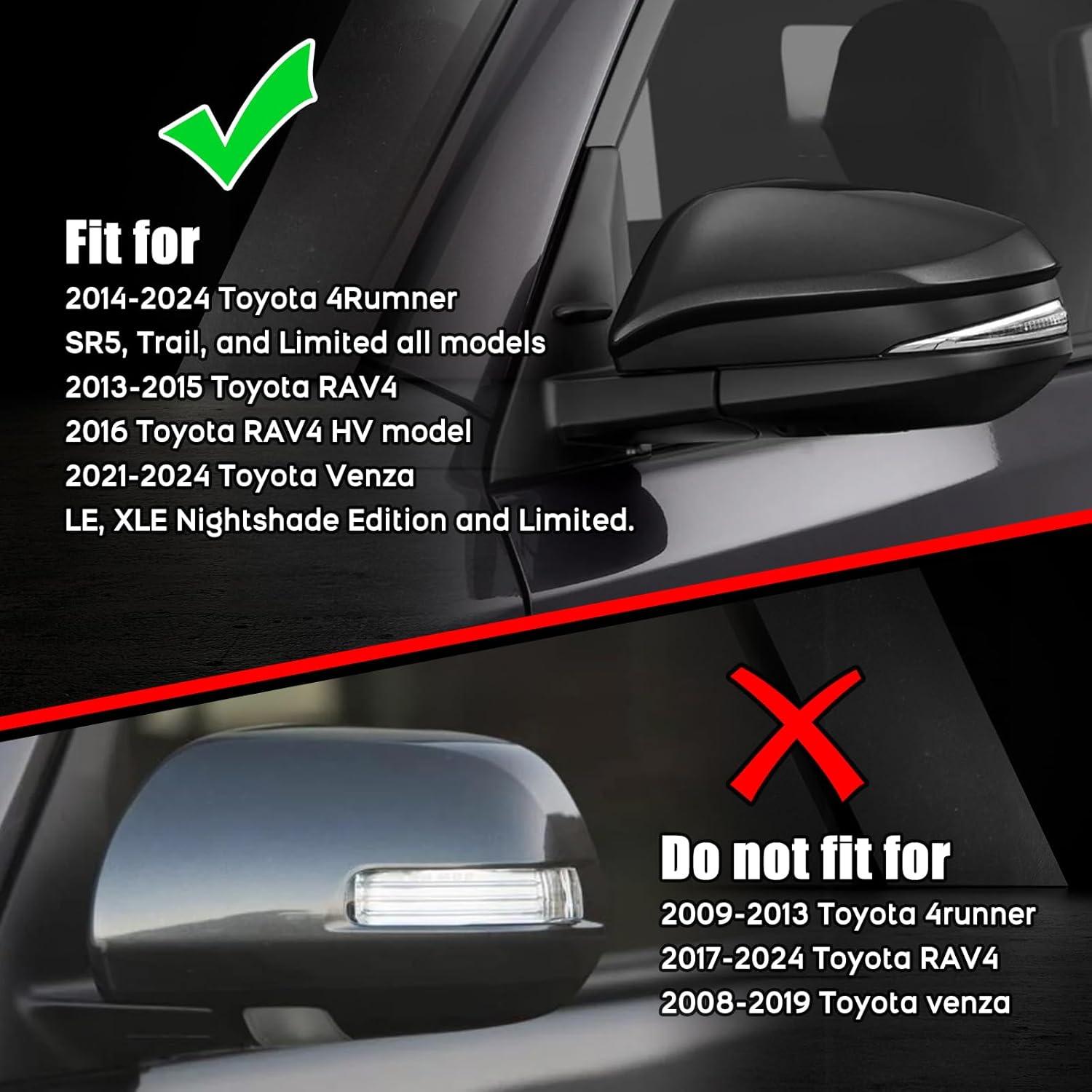 Cubiertas de Espejo Sportuli Negro para Toyota 4Runner y Rav4