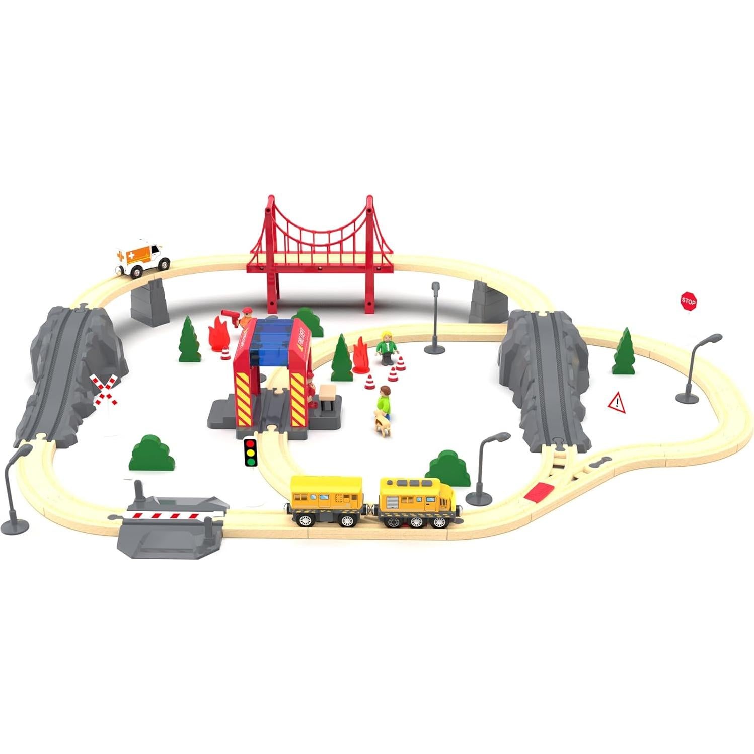 Juego de tren motorizado May & Z para vías de madera