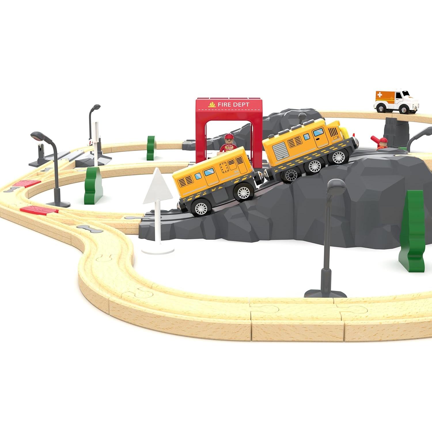 Juego de tren motorizado May & Z para vías de madera