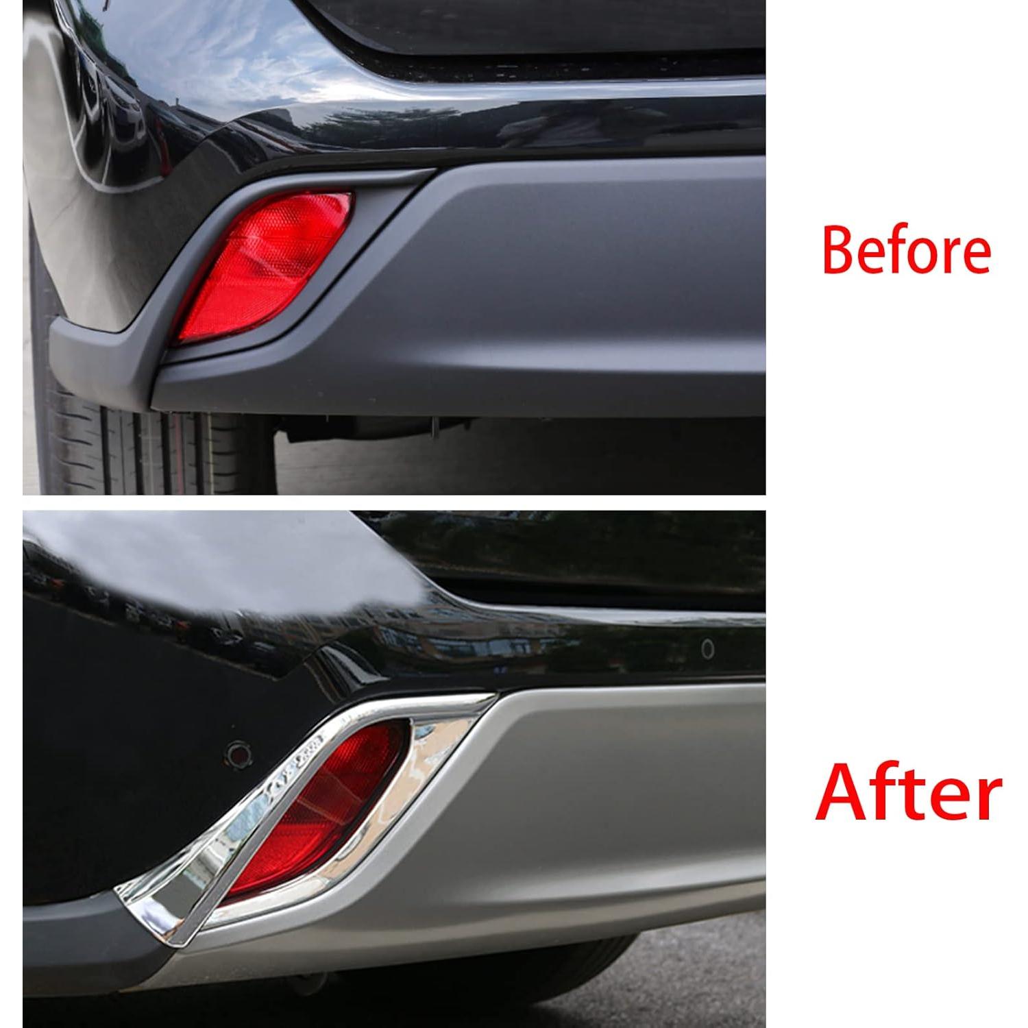 Tocatus for Toyota Highlander 2020 2021 2022 2023 2024 2025 Rear Bumper Fog Light Cover Trim Exterior Accessories, ABS Chrome 2pcs