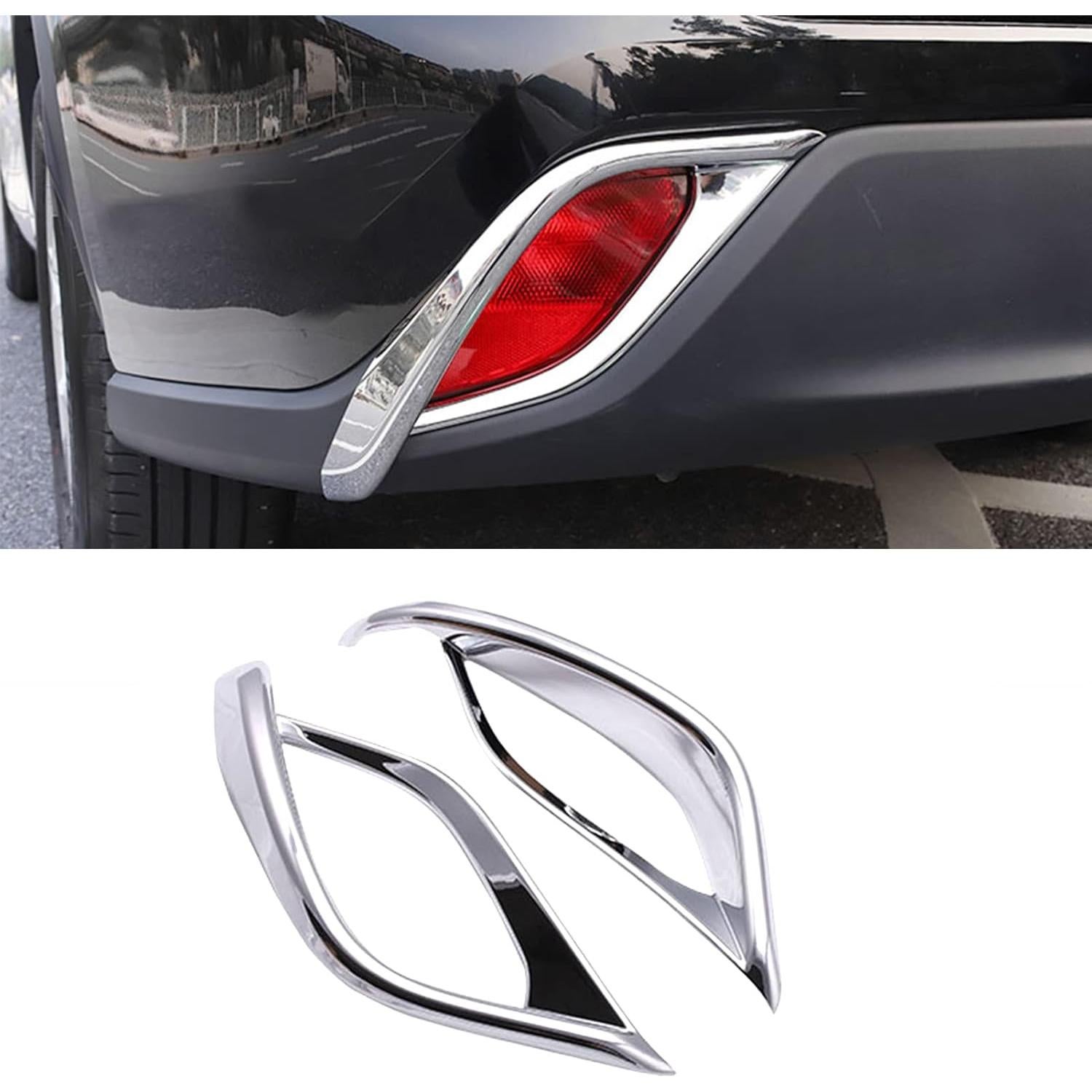 Tocatus for Toyota Highlander 2020 2021 2022 2023 2024 2025 Rear Bumper Fog Light Cover Trim Exterior Accessories, ABS Chrome 2pcs