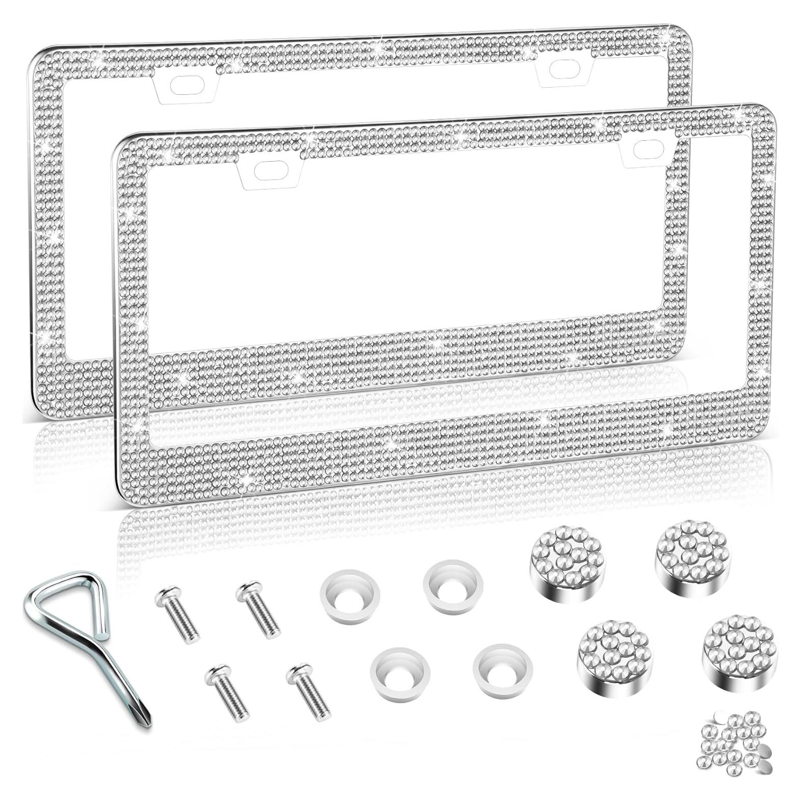 Marco de Placa de Licencia Amiss 2Pack Cristales Blanco