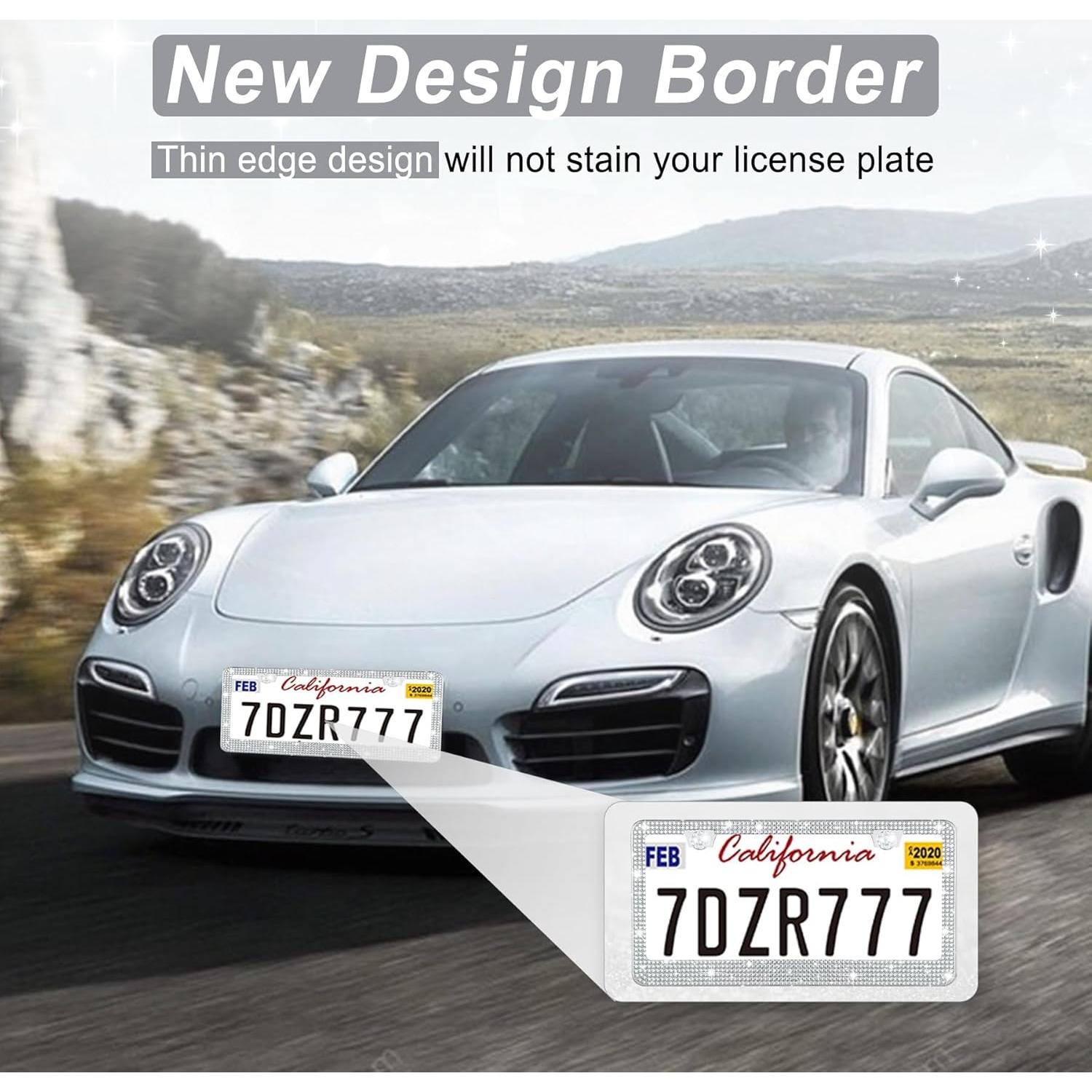 Marco de Placa de Licencia Amiss 2Pack Cristales Blanco