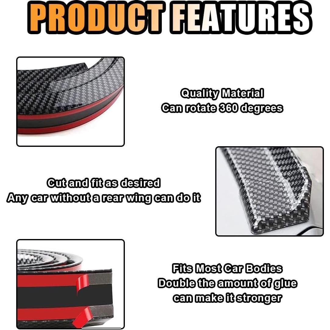 Alerón trasero de goma JOYCOURT 146 cm fibra carbono