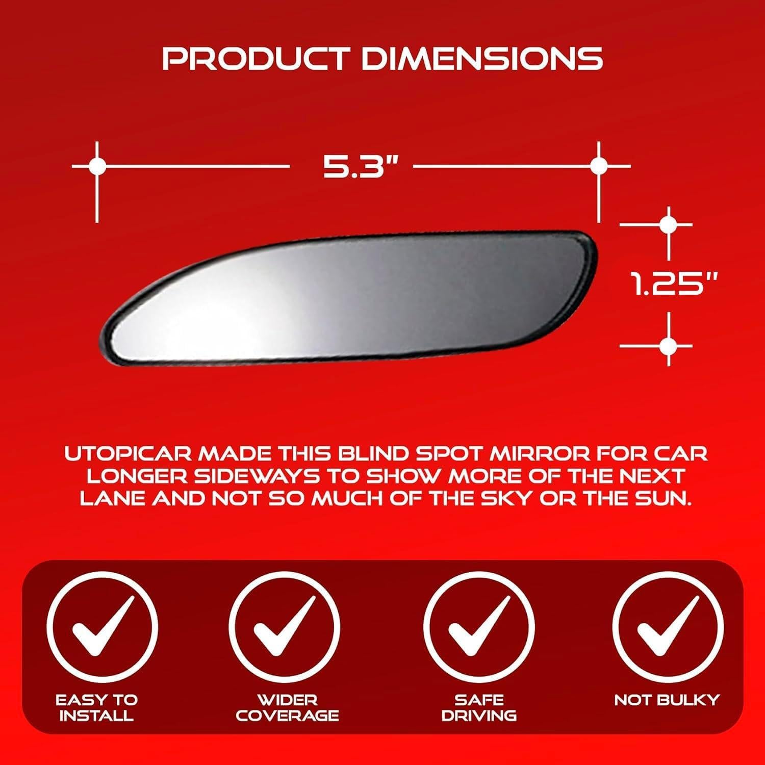 Espejo Convexo Utopicar para Punto Ciego Auto - Ajustable