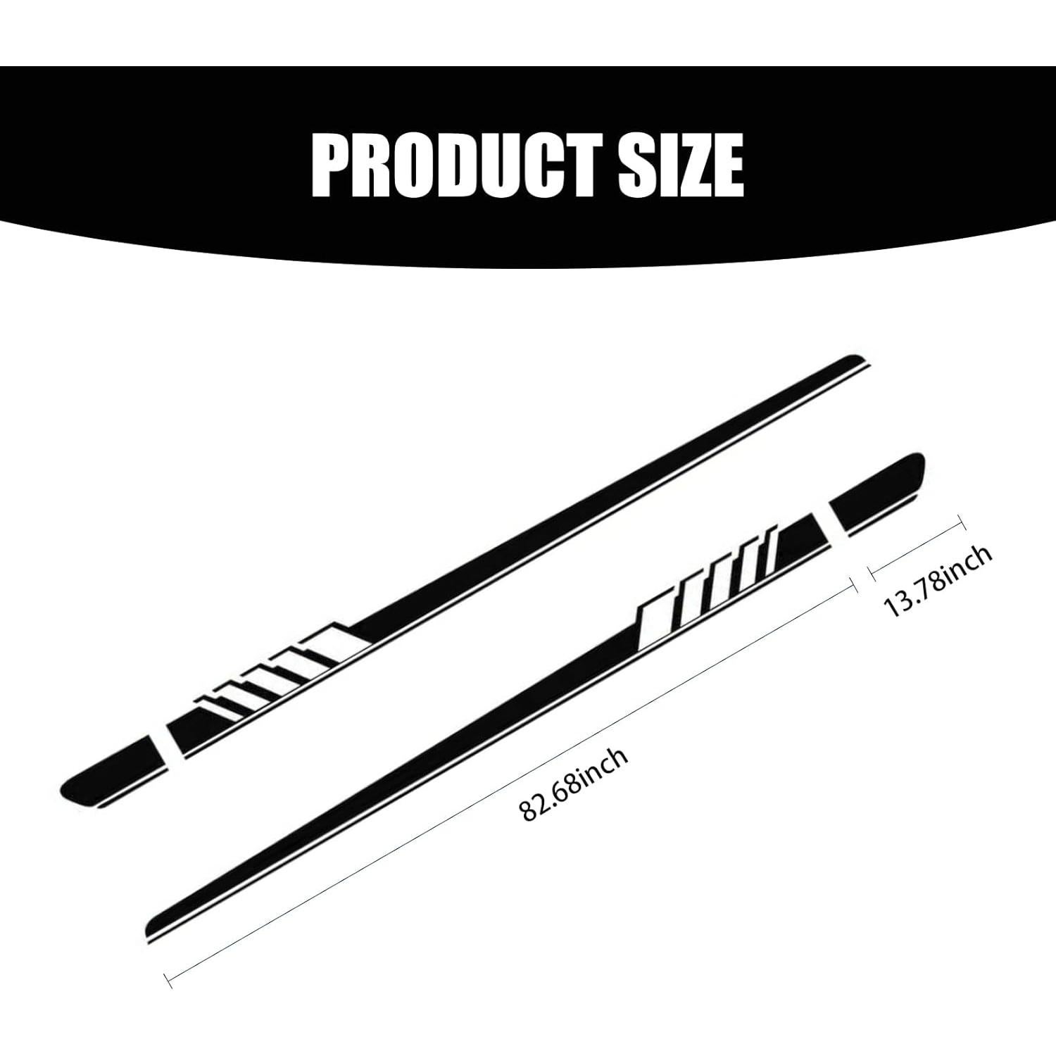 Pack 2 Calcomanías Laterales Tesnaao PVC Negro 11.48x224.36cm