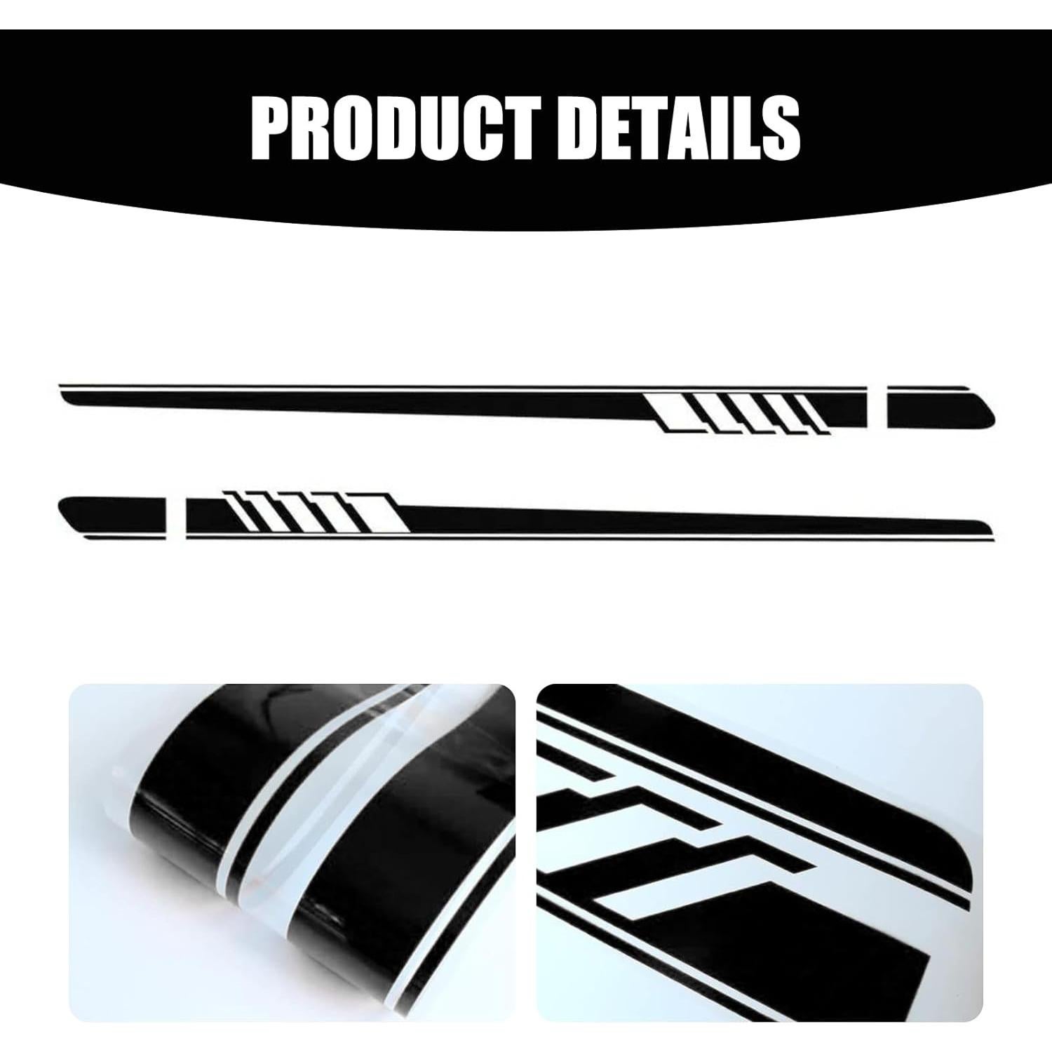 Pack 2 Calcomanías Laterales Tesnaao PVC Negro 11.48x224.36cm