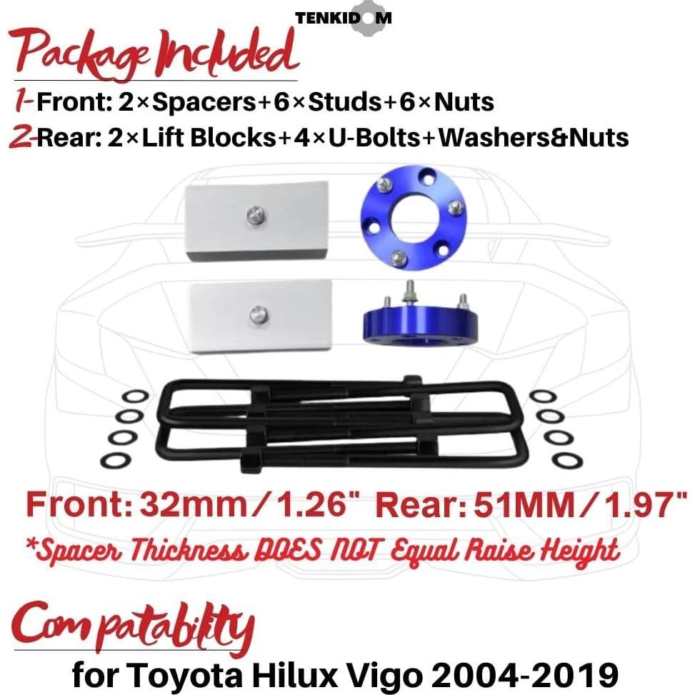 Kits de Nivelación Suspensión TENKIDOM para Toyota Hilux 2004-2019