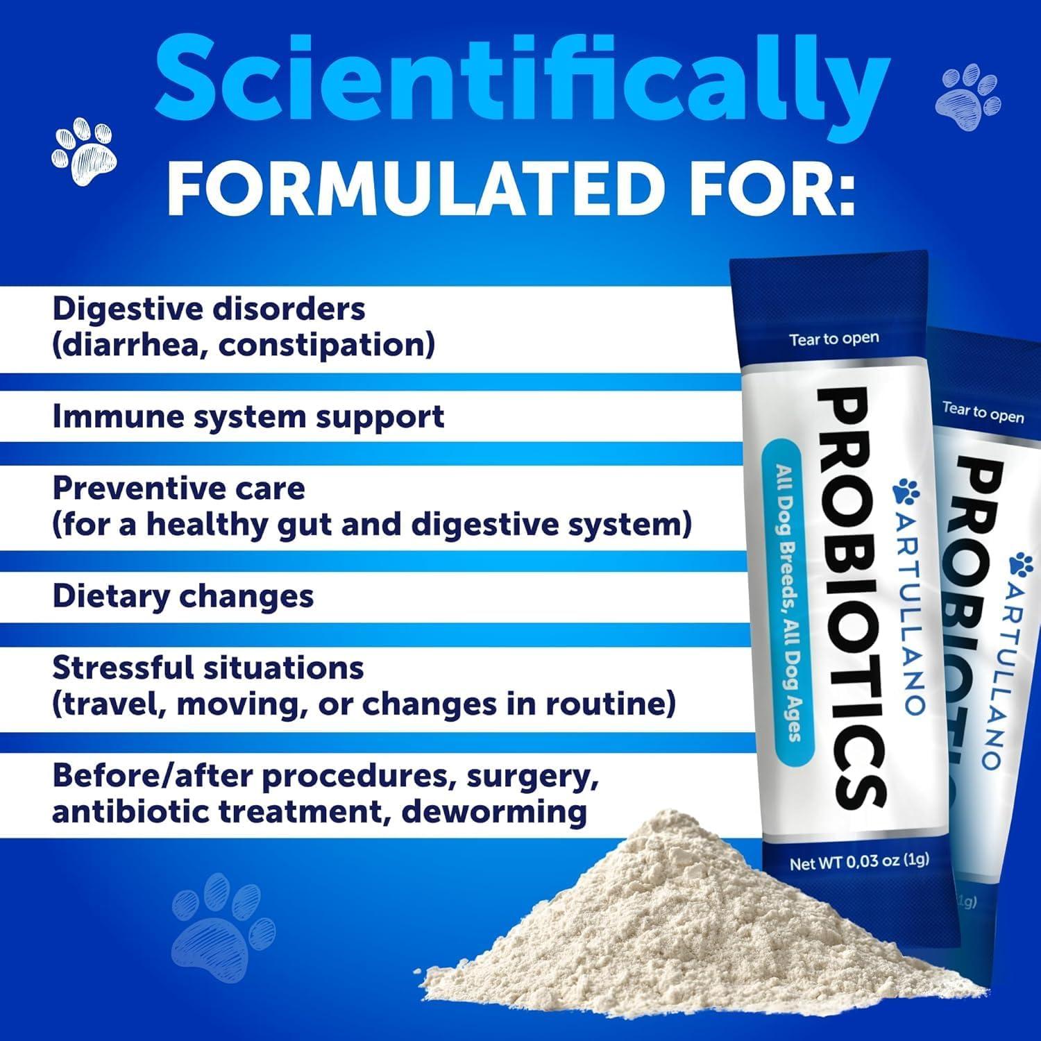 Polvo Probiotico para Perros Artullano 30 Palitos 59g Salud Digestiva