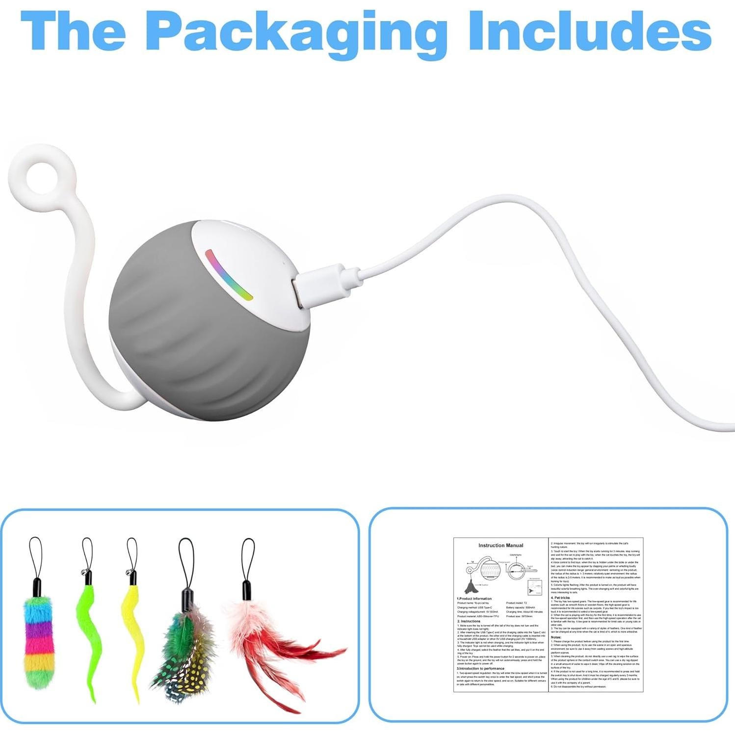 Juguete Interactivo para Gatos GOGODOGYA Bola con Luz LED