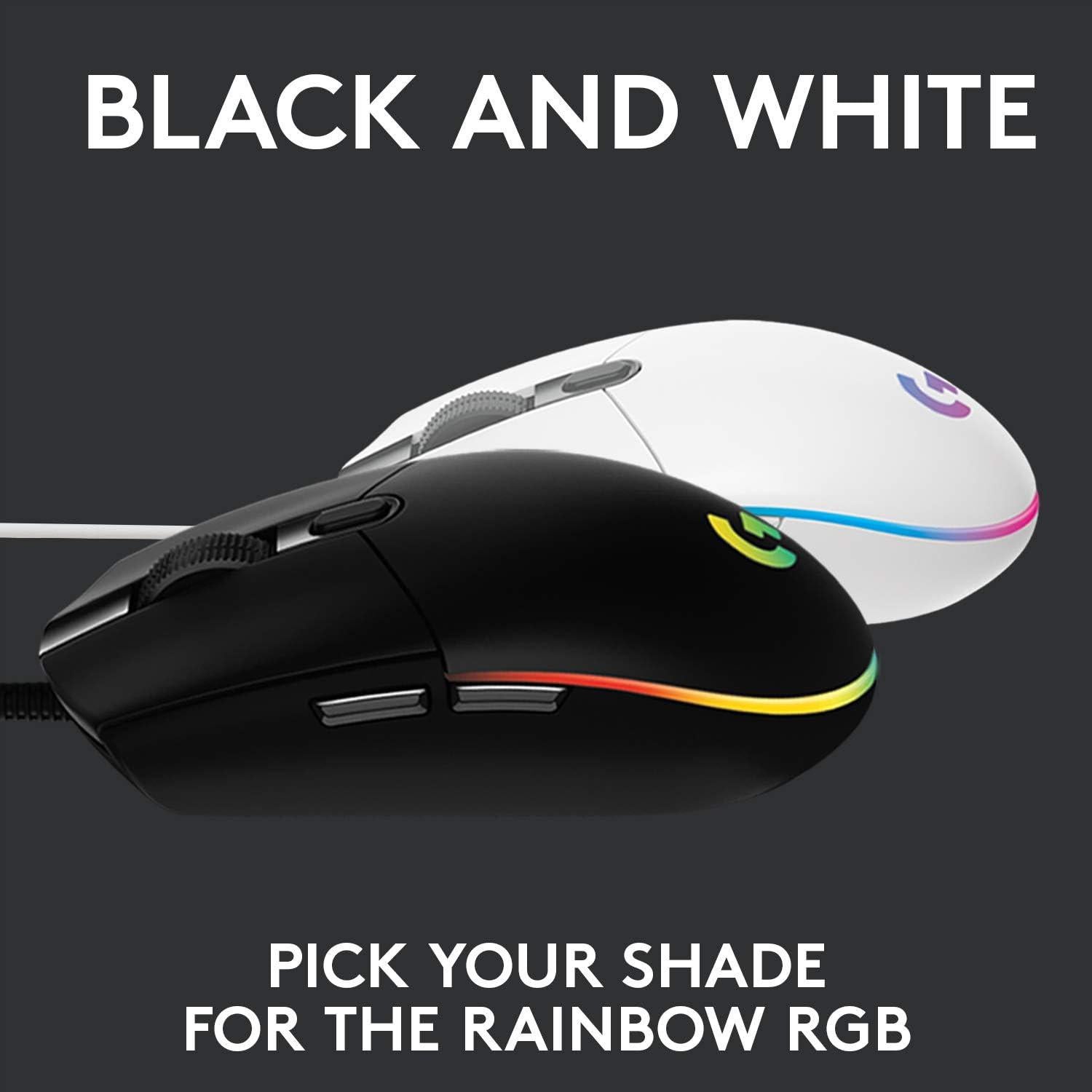 Logitech G203 Ratón Gaming Con Cable 8000 DPI RGB Negro