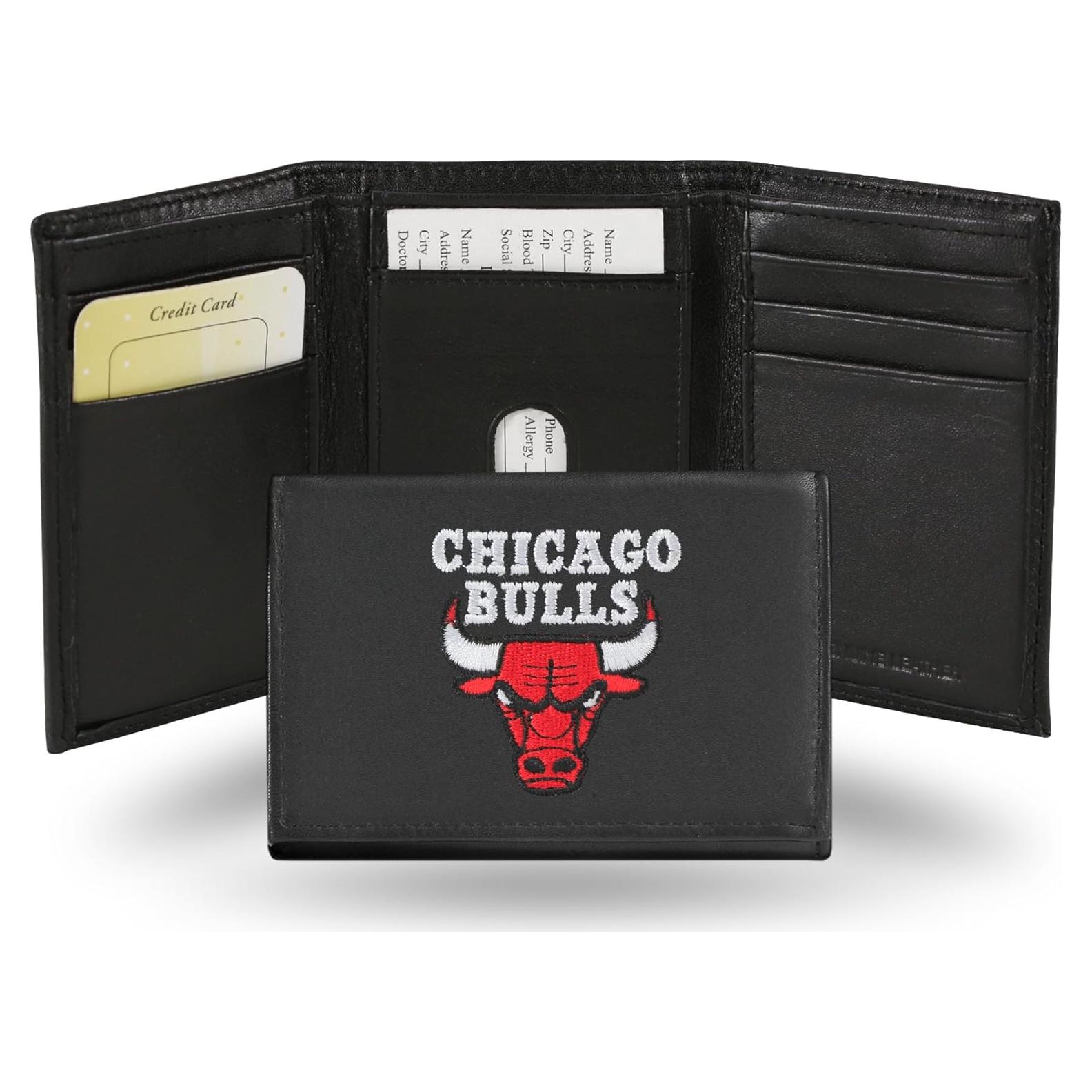 Cartera Trifold de Cuero Genuino Rico Industries NBA Chicago Bulls