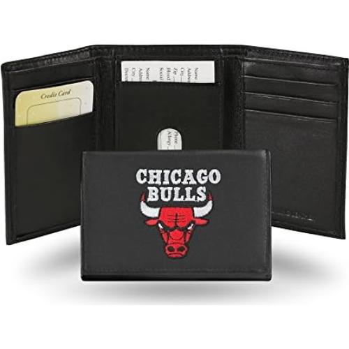 Cartera Trifold de Cuero Genuino Rico Industries NBA Chicago Bulls